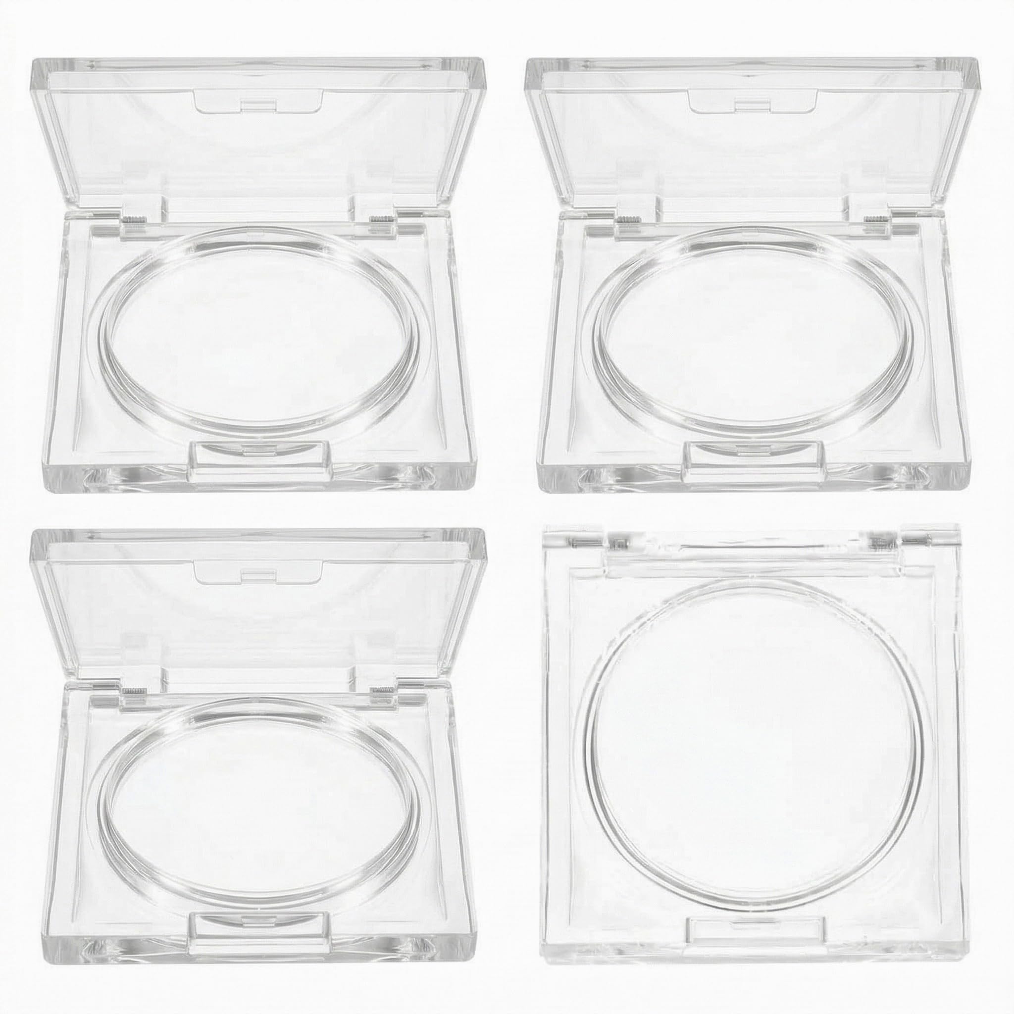 Beavorty Empty Blush Compact 4pack Clear Square Makeup Case Refillable Cosmetics Container for Highlighter Eyeshadow Travel Org