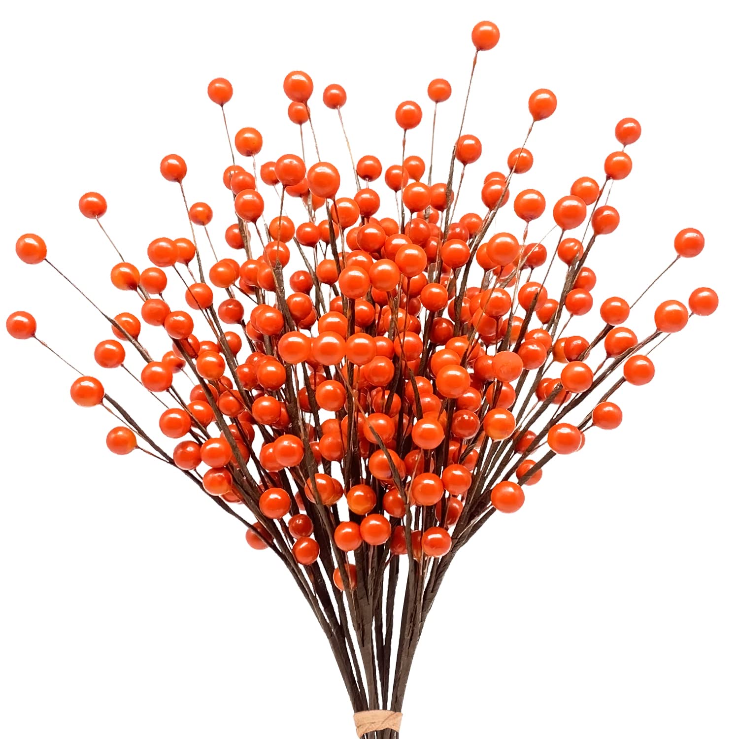 Mauts-inus 10 Pcs Artificial Holly Berries, Fall Decor Thanksgiving Christmas Tree Decorations Flower Wreath DIY Craft, Suitable