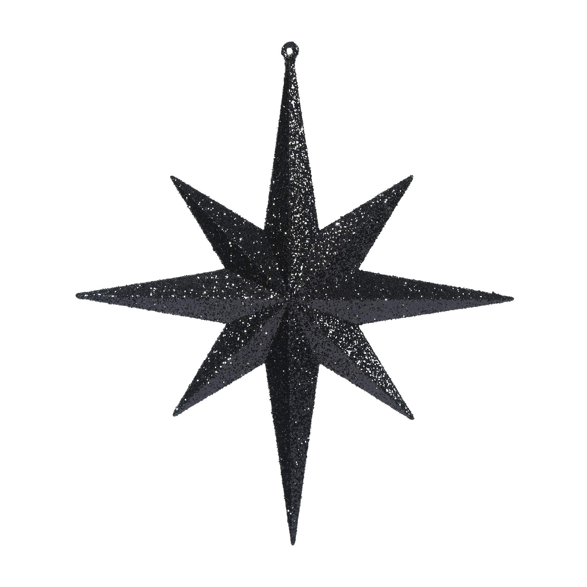 Vickerman 12 Black Iridescent Glitter Bethlehem Star Christmas Ornament, 2 per Box