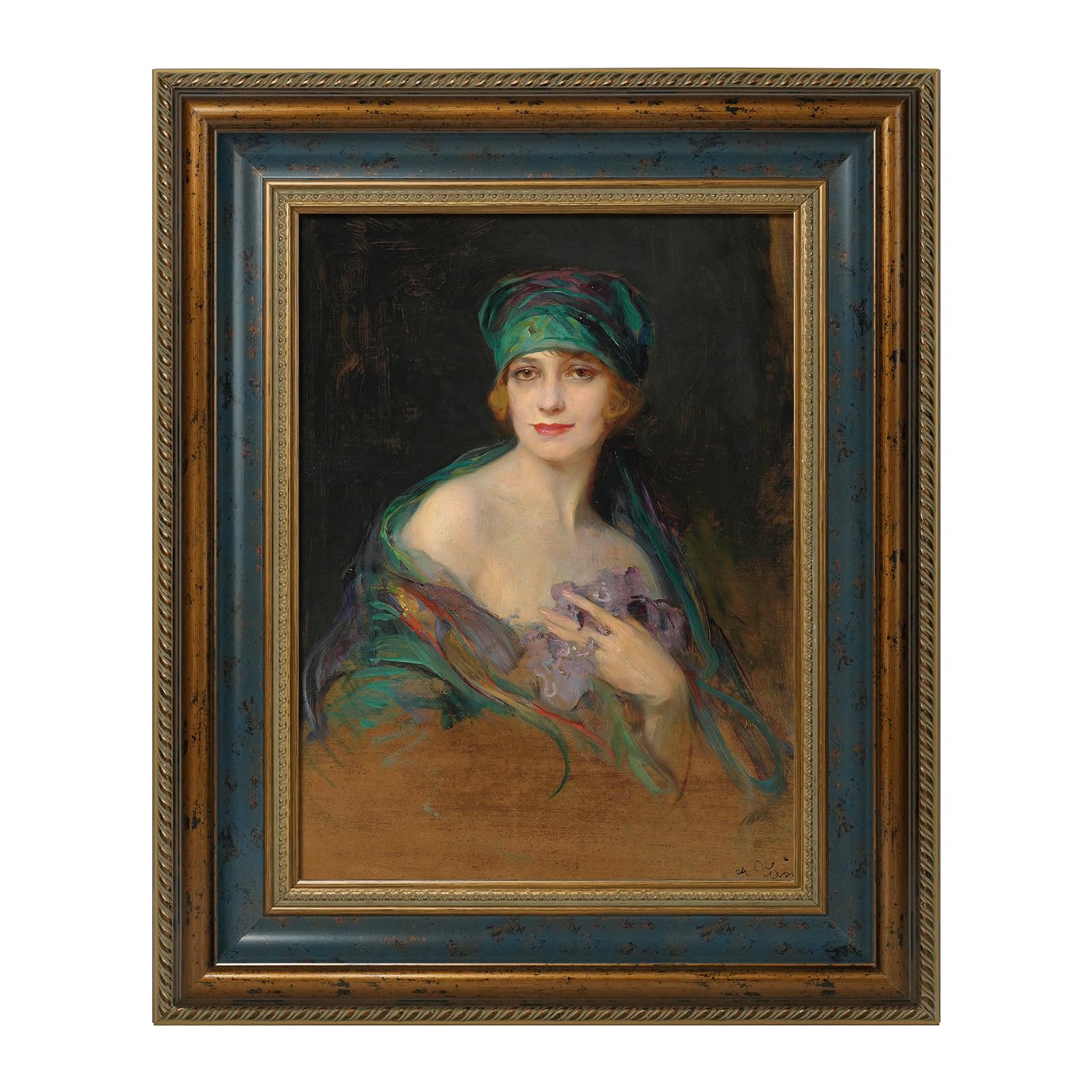 FOLKOR Antique French Painting Frame for 18x24 Stretched Canvas, 3.5 DIY Wood Wall Frame for Landscape Family Animal Memorial Po