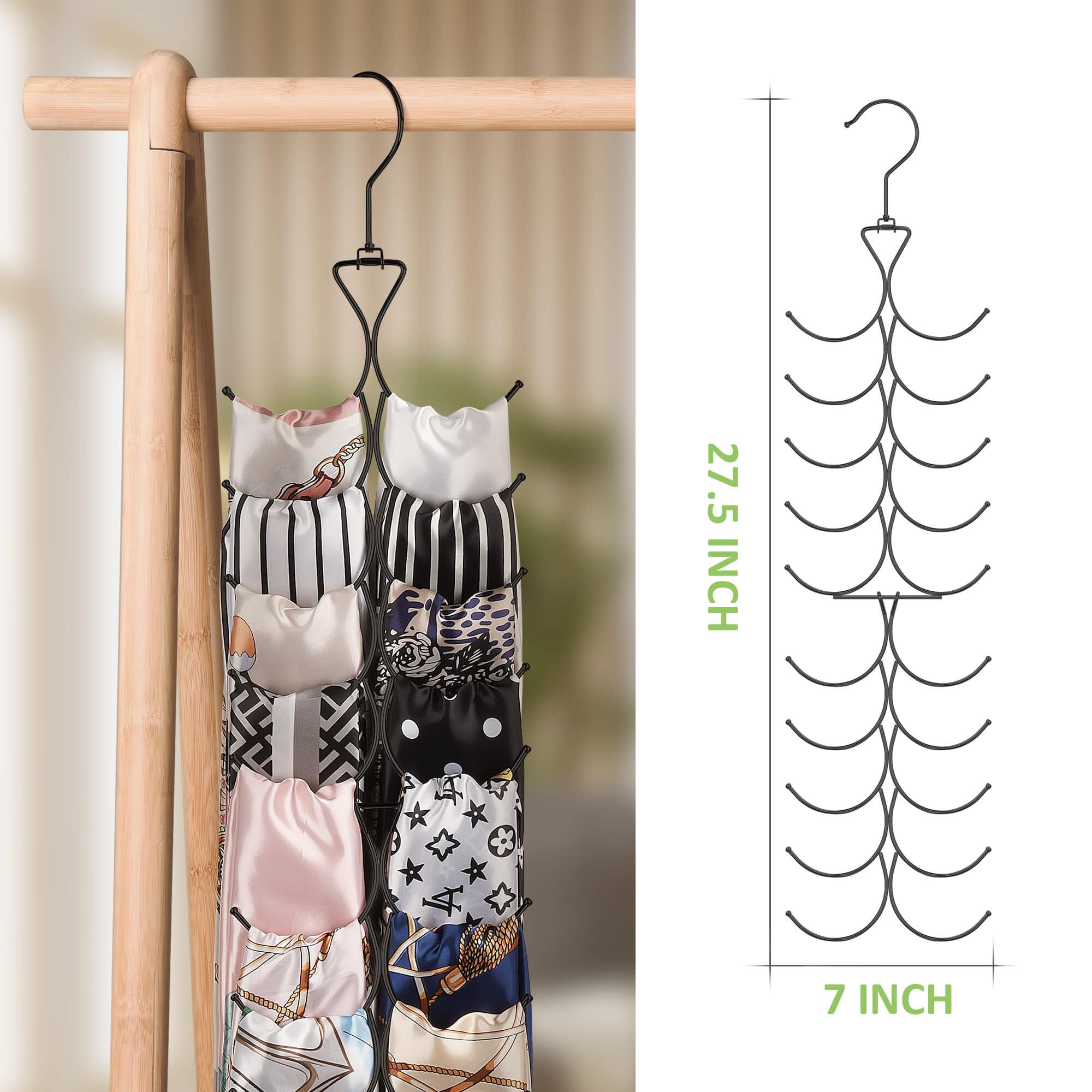 Omhomety Scarf Hanger For Closet, 20 Large Capacity Scarf Organizer, Space Saving Scarf Holder Hijab Rack Closet Organizers And