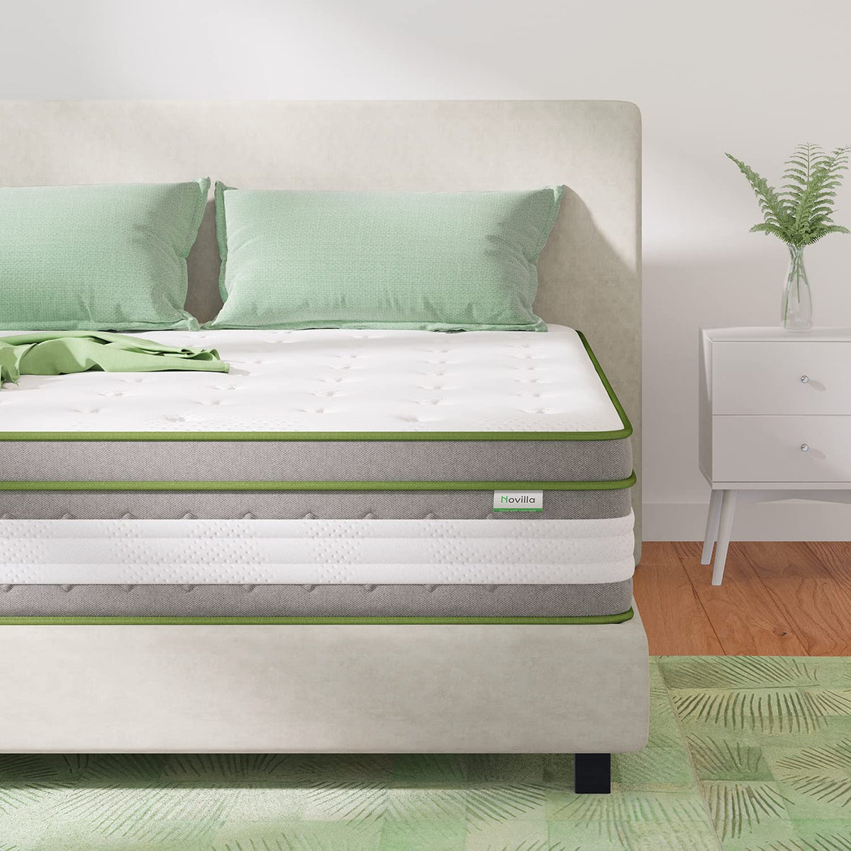 Novilla King Mattress, 12 Inch Hybrid Pillow Top King Size Mattress In A Box With Gel Memory Foam & Individually Wrapped Pocket