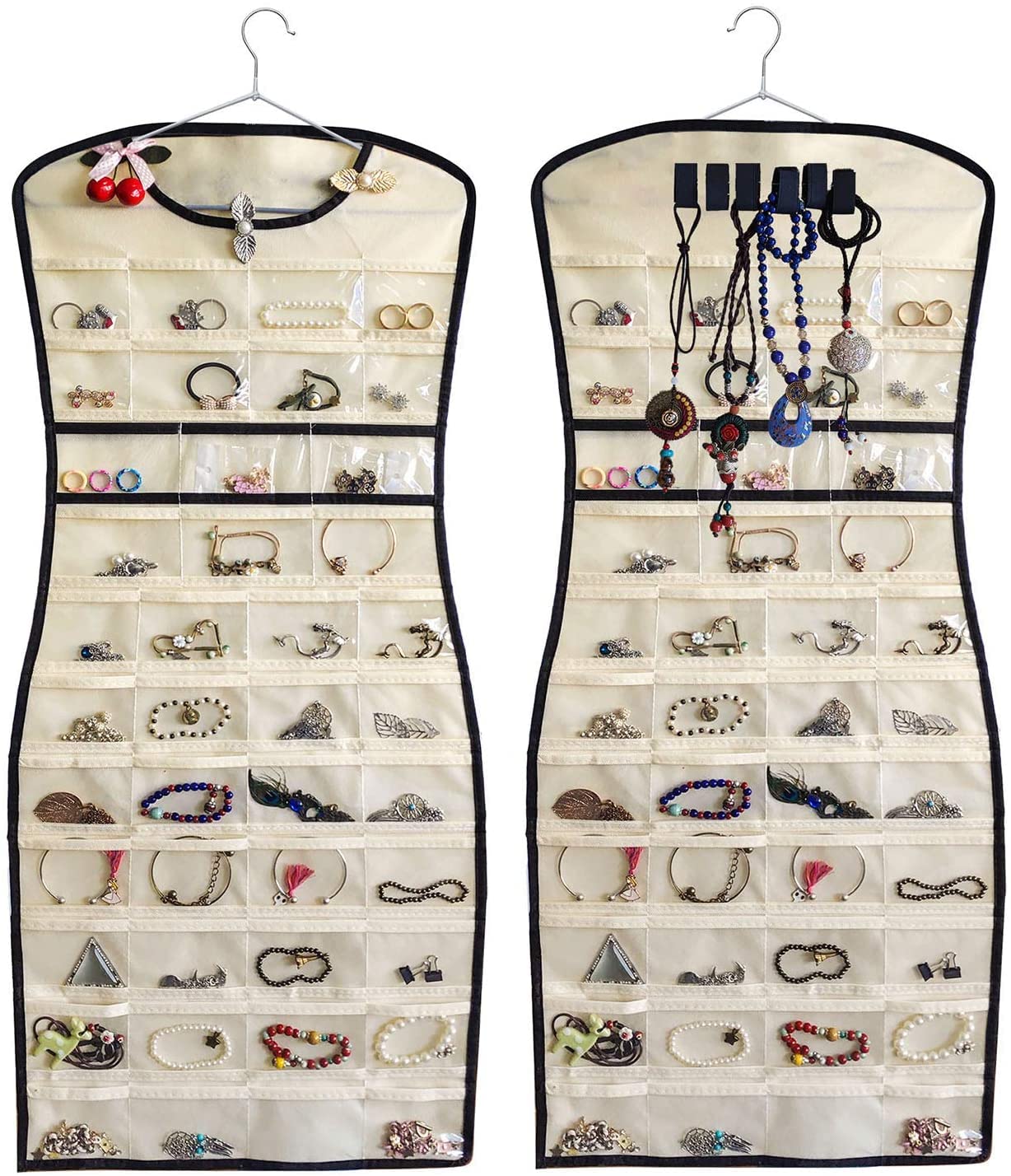 Home Care Store Non Woven Hanging Jewellery Organizer (Beige)