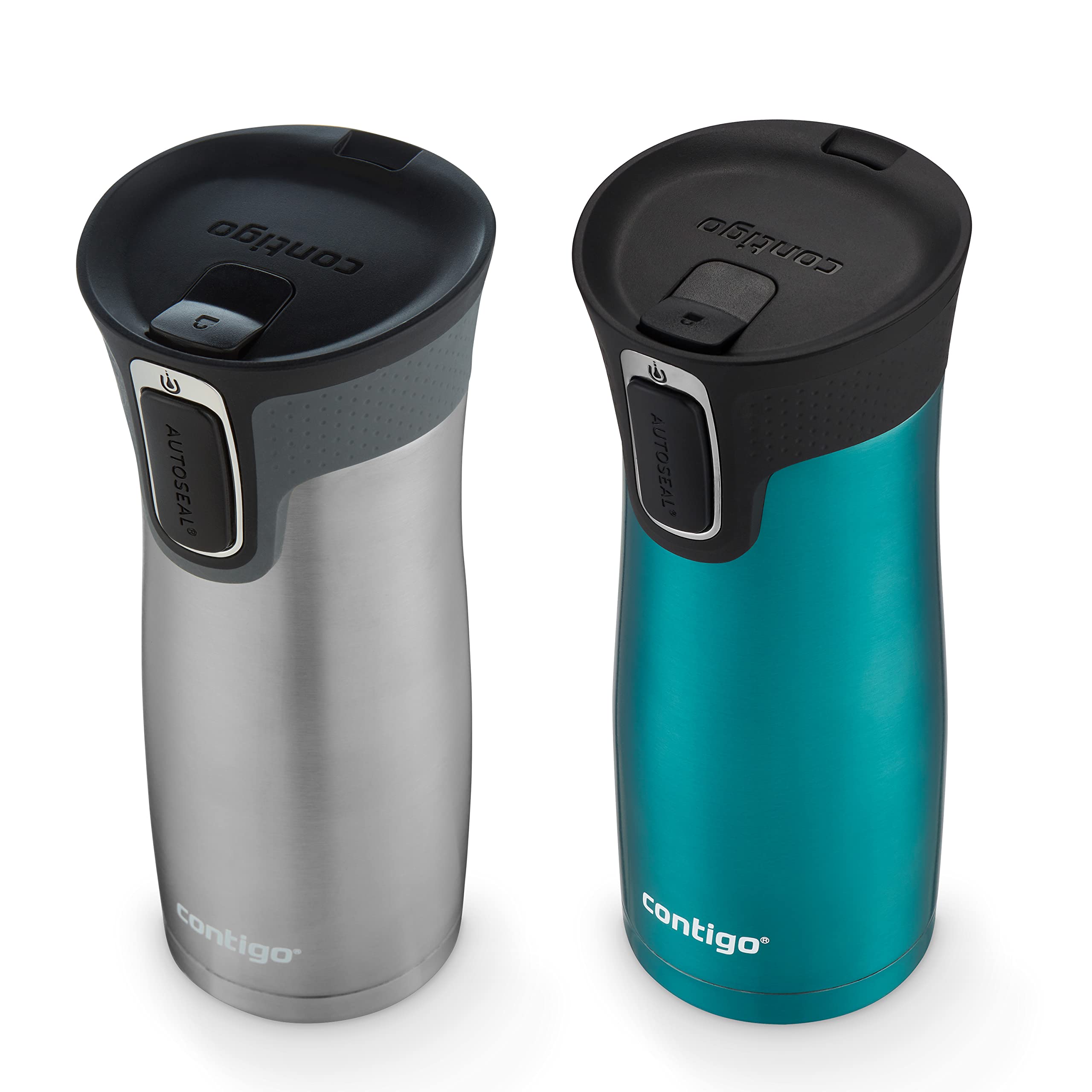 Contigo Autoseal West Loop Vacuum-Insulated Stainless Steel Travel Mug With Easy-Clean Lid, 16Oz., 2 Pack, Spirulina, Stainless