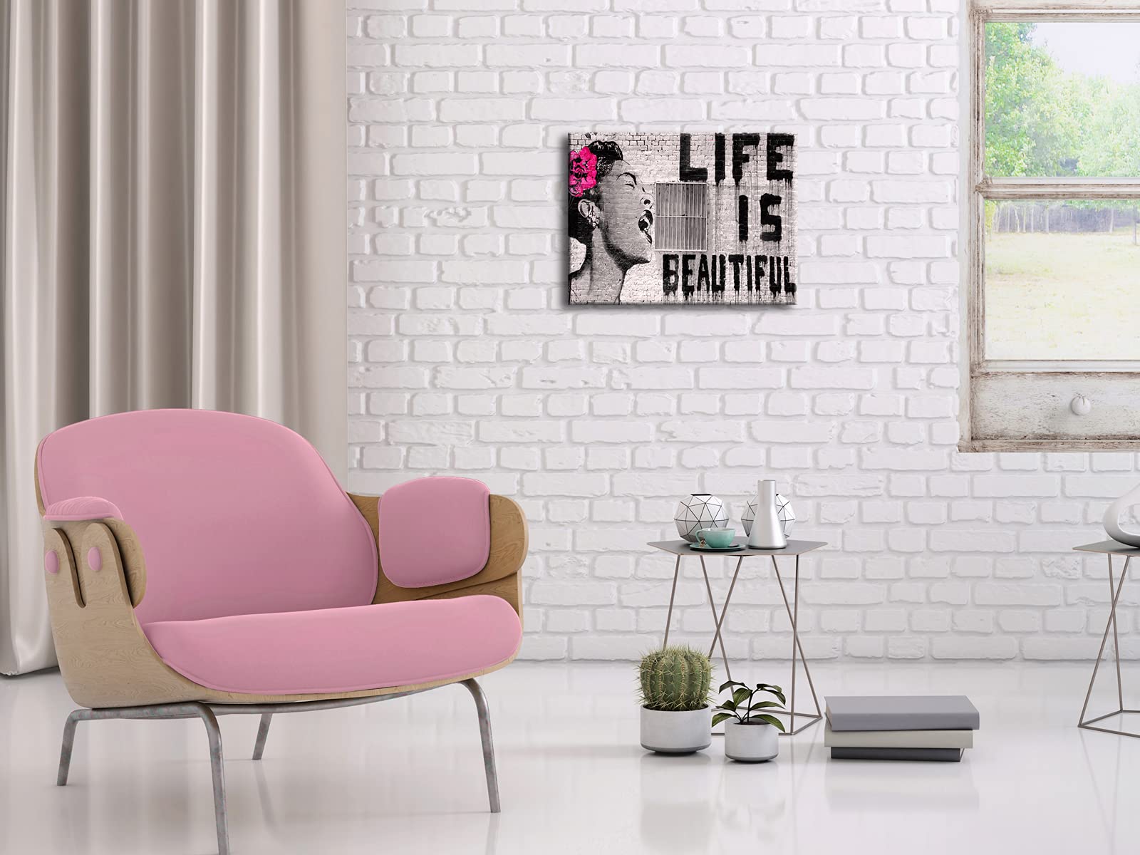 Pyradecor Banksy Life Is Beautiful Artwork Modern Grey Love Pictures Paintings Canvas Wall Art For Bedroom Living Room Home Offi
