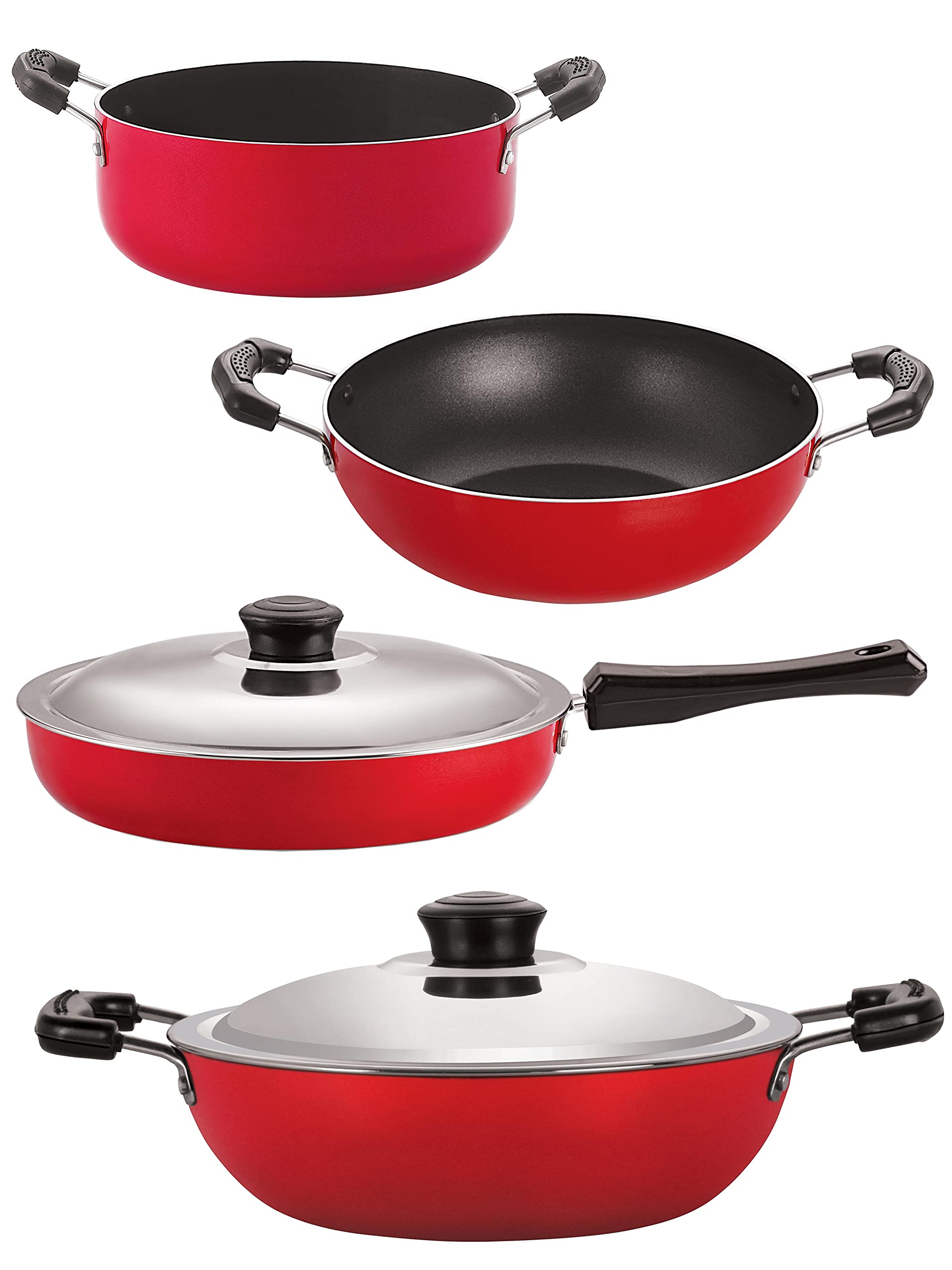 Nirlon Cookware Aluminium Non Stick Gift Cooking Set Of 4 Pieces (Fp10_Kd10_Dkd(B)_Cs24)
