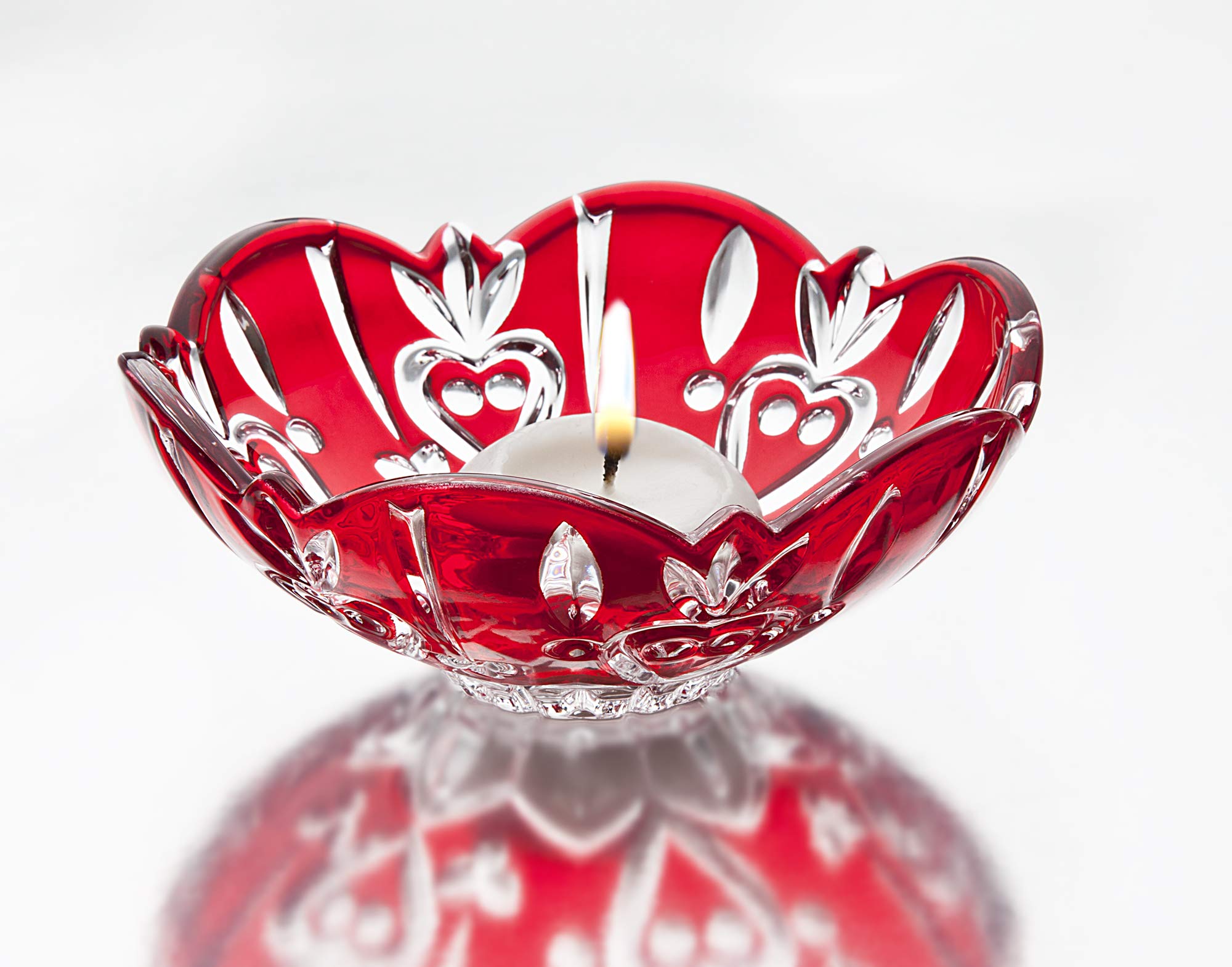 Studio Silversmiths Crystal Candy Dish Bowl - Red