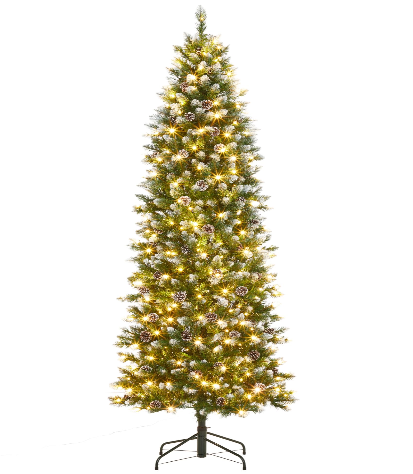 GarveeHome 7.5 ft Pencil Christmas Tree,Artificial Pre-Lit Slim Christmas Tree,Realistic Xmas Tree Artificial Holiday Decoration