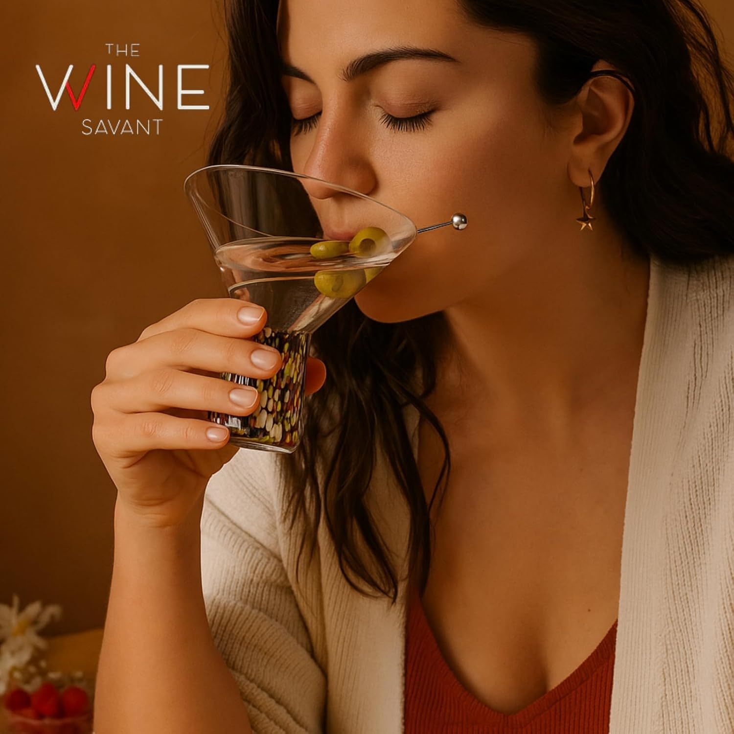 The Wine Savant Stemless Martini Glasses Hand Blown - Set of 2 Clear