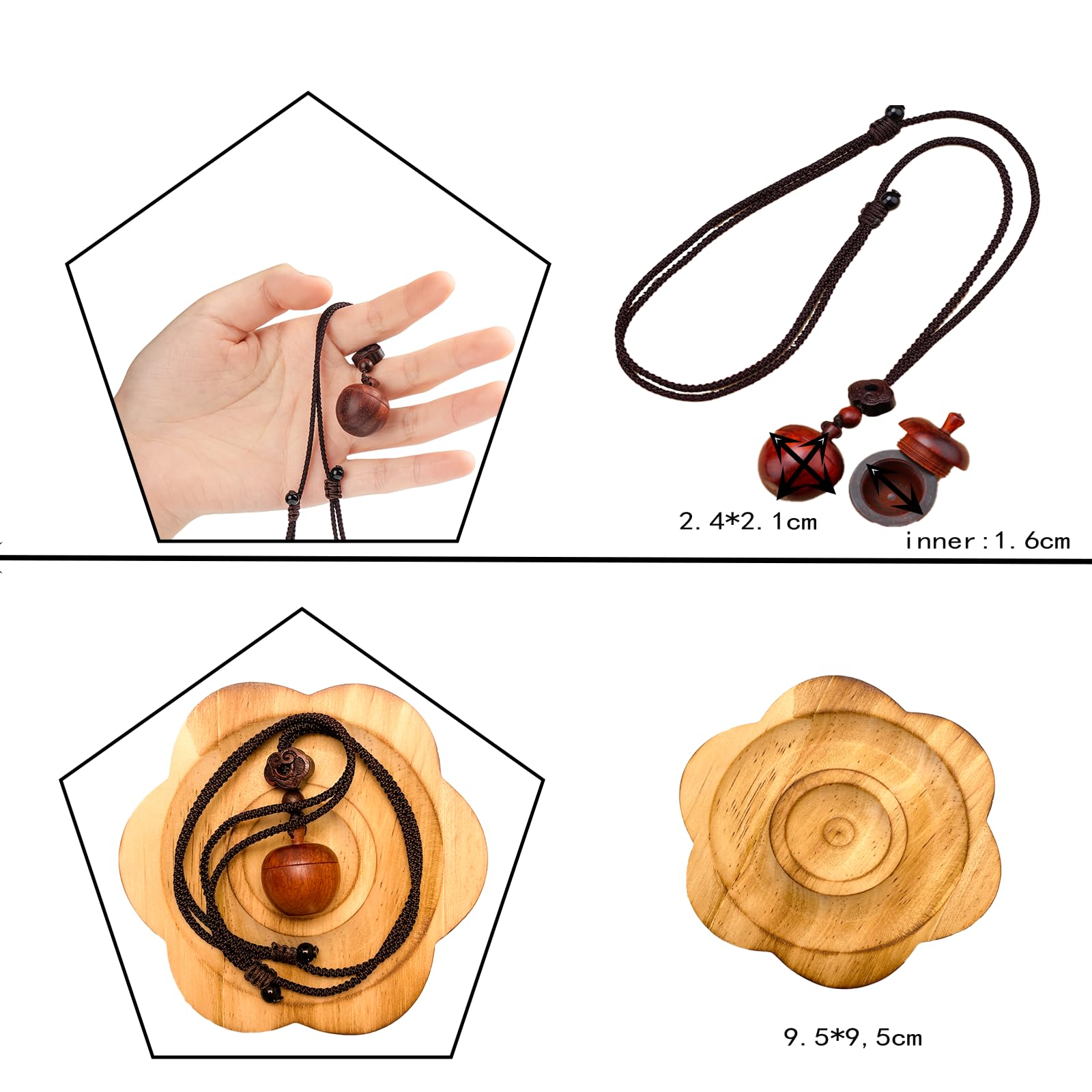 Small Wooden Ashes Pendant - Cremation Jewelry for Ashes, Memorial Urn Necklace for Men & Women, Adjustable Ash Pendant Keepsake