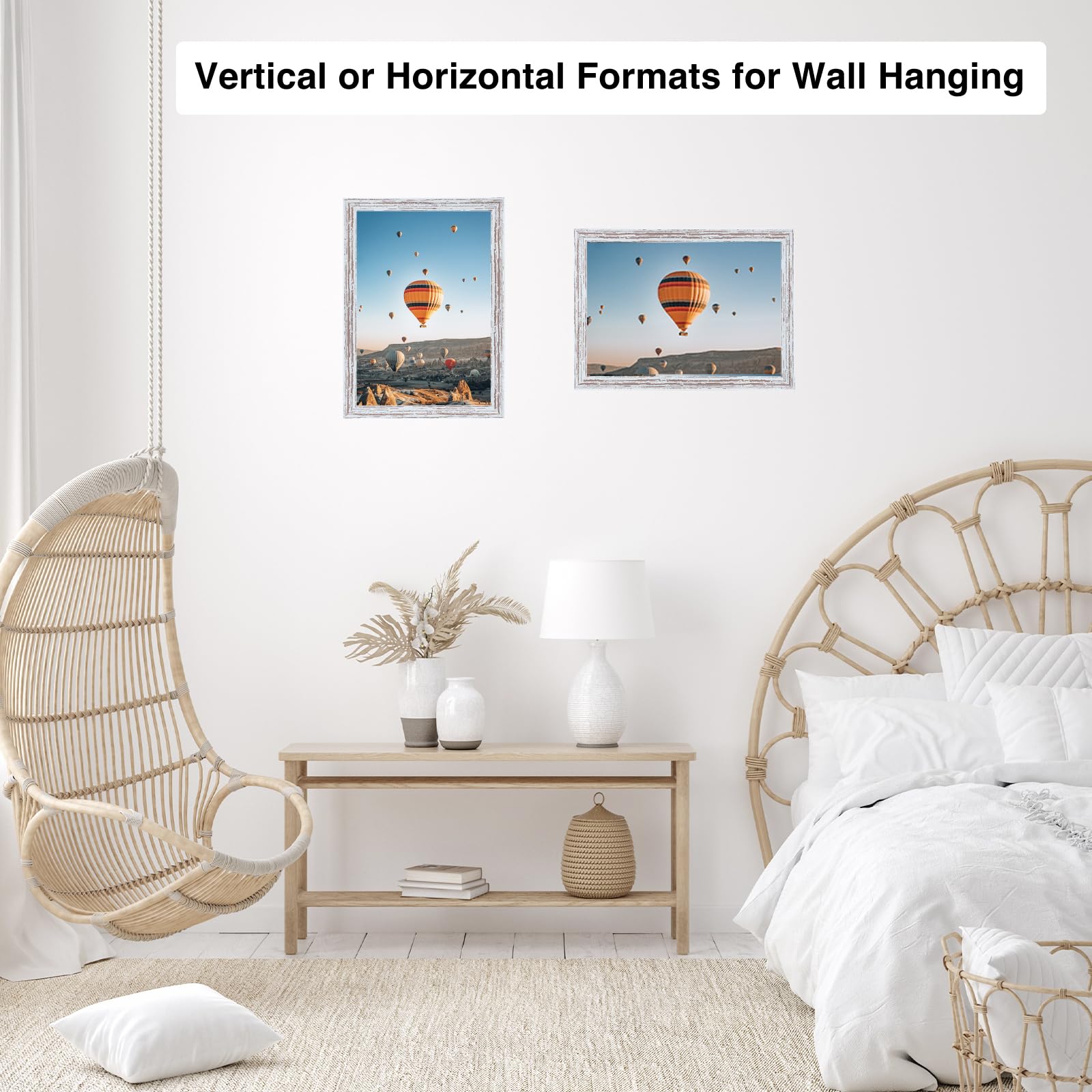 JCJMY 8x13 Picture Frame Rustic White for Wall Hanging or Tabletop, Wall Mounting Horizontally or Vertically, 8 x 13 Wall Galler