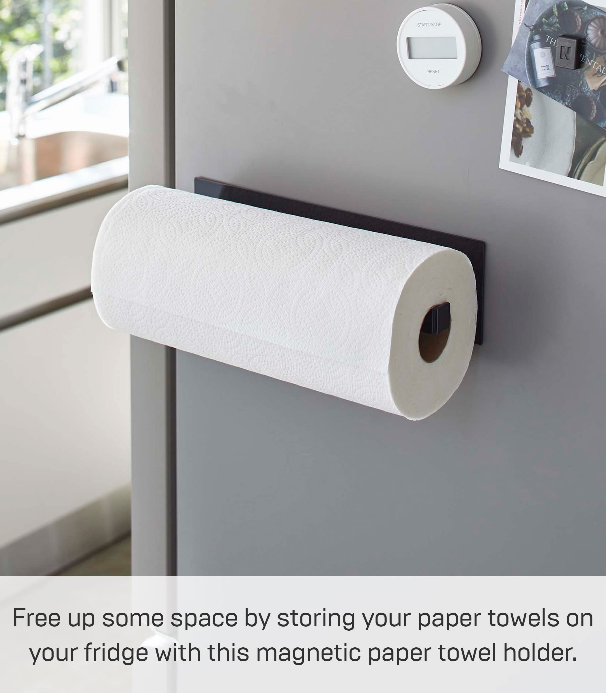 Yamazaki Home Magnetic Paper Holder Metal Roll Dispenser, Vertical Or Horizontal Mounted Kitchen Towel Rack | Steel, One Size, B