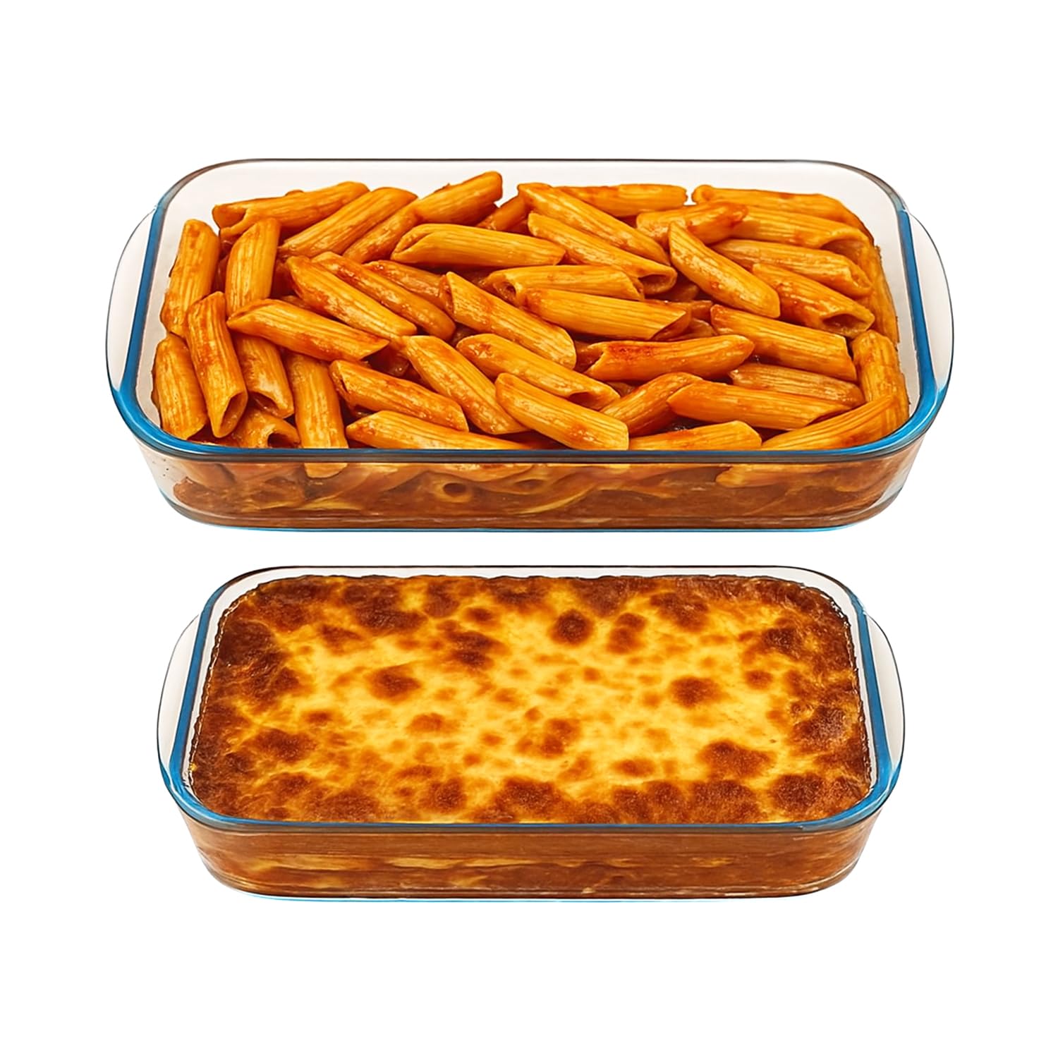 Amazon Brand - Solimo Baking Dish, Safe For Use In Microwave, Oven And Dishwasher (Rectangle, 1,100 Ml, 1600 Ml) - Glass, 1 L,1.