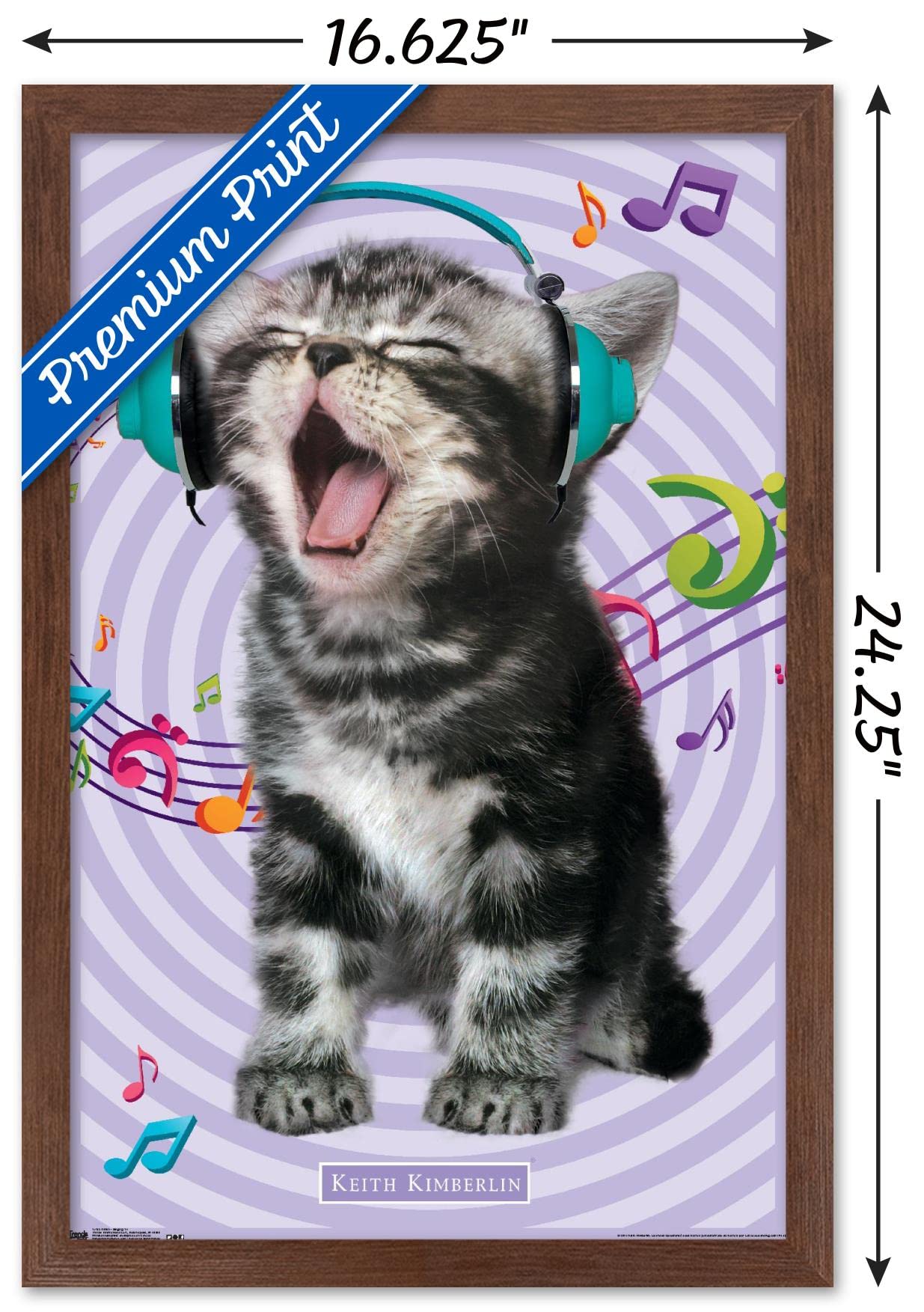 Trends International Keith Kimberlin - Kitten - Singing Wall Poster, 14.725'' X 22.375'', Mahogany Framed Version
