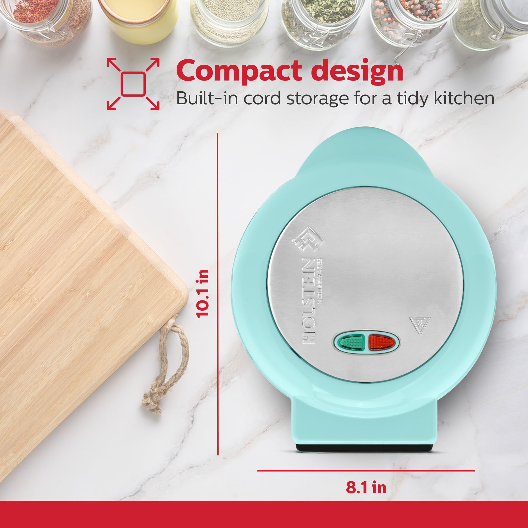 Holstein Housewares - Non-Stick Omelet & Frittata Maker, Mintstainless Steel - Makes 2 Individual Portions Quick & Easy