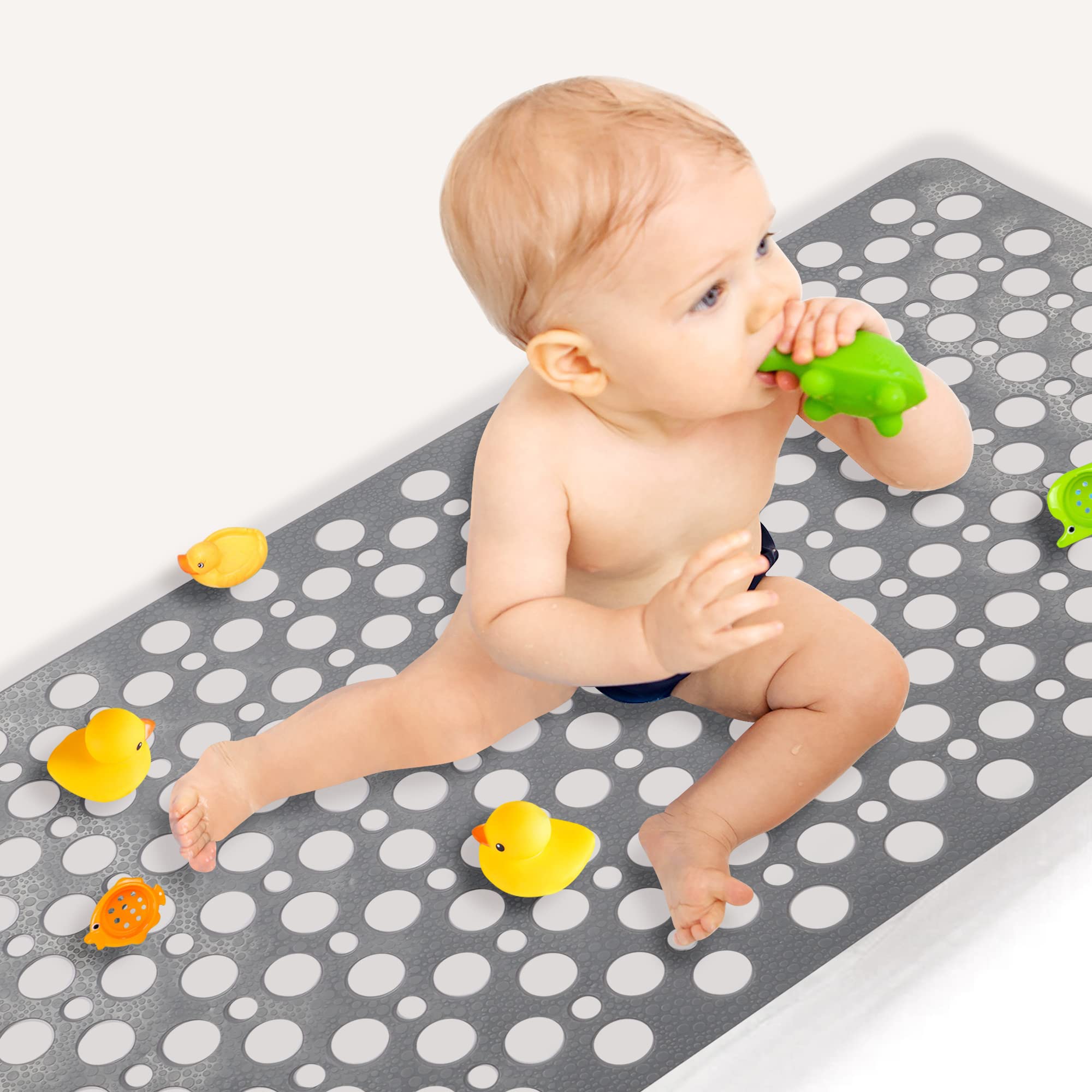 Bath Mat for Tub, 30 x 17 inch Non Slip Bathtub Mat Machine Washable Shower Mat with Suction Cups, Quick Drain Bathtub Mat for B