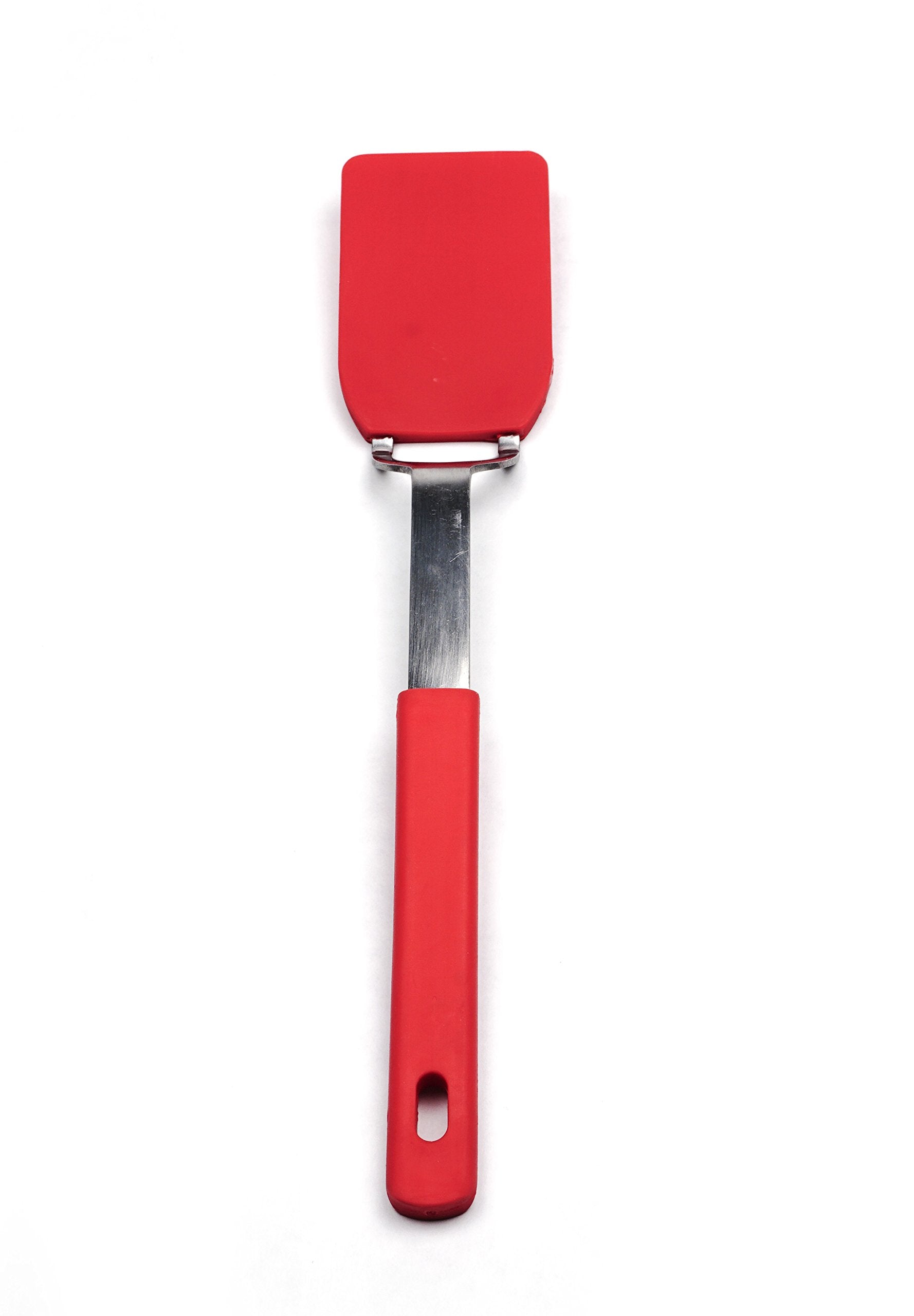 Rsvp International Kitchen Tool Collection Flexible Nylon Spatula, Stainless Steel Handle, 10.75X2'', Red