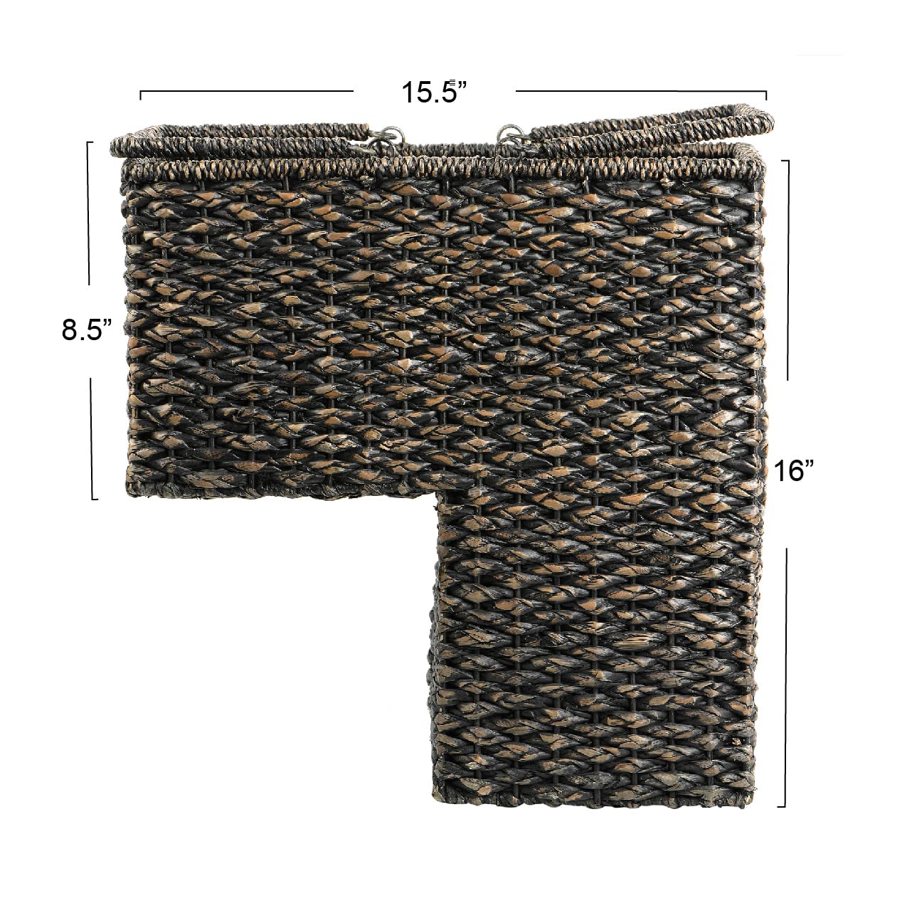 Creative Co-Op Woven Bankuan Rope Stair Basket With Handles, Black