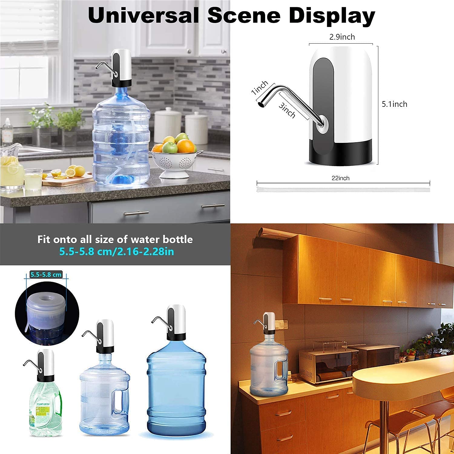 Water Bottle Dispenser, Wate Pump 5 Gallon Water Dispenser Automatic Drinking Water Pump Water Jug Dispenser Smart Usb Rechargea