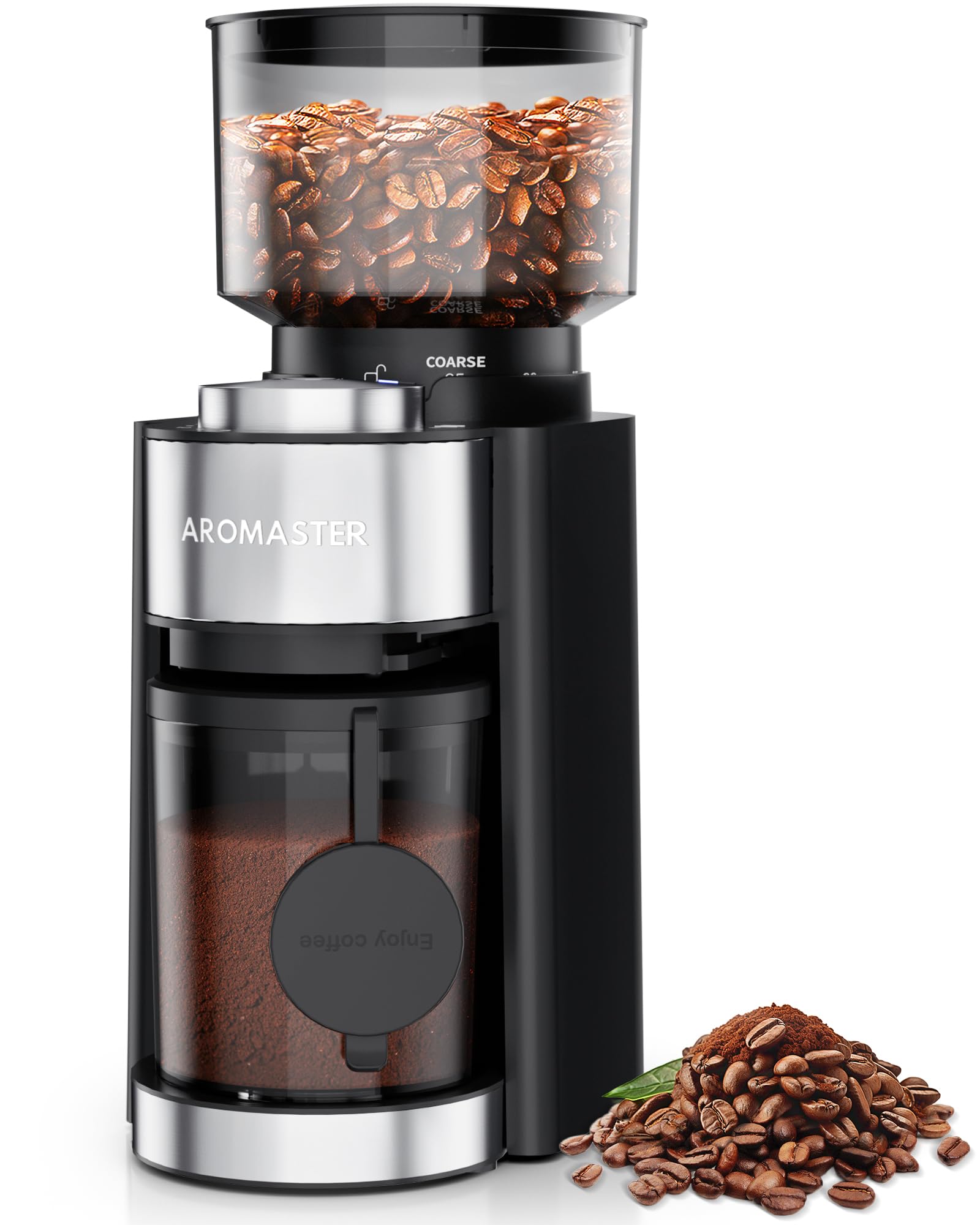 Aromaster Burr Coffee Grinder, Coffee Bean Grinder With 25 Grind Setting, 2-12 Cups Timer, Conical Coffee Grinders For Home Use,