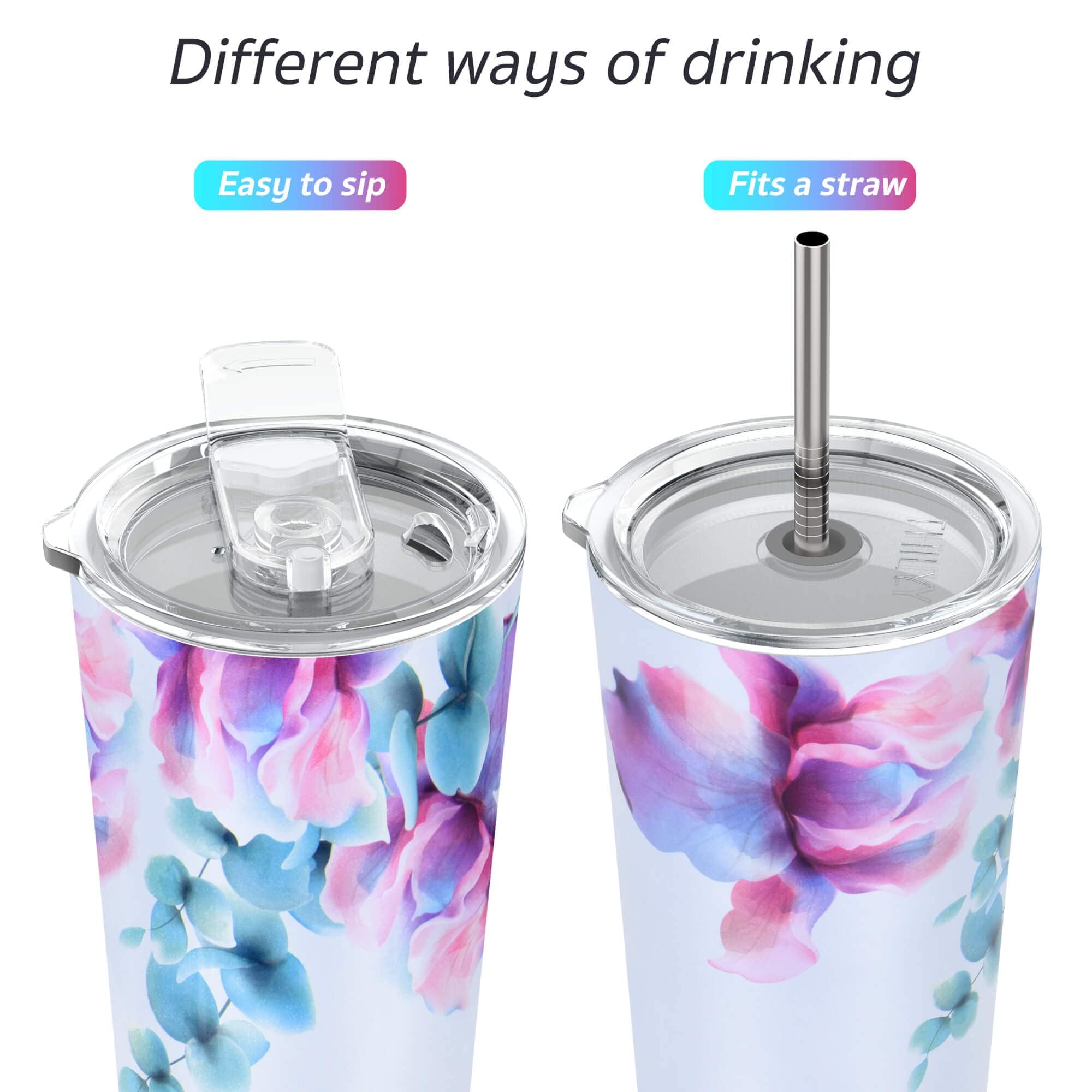 Thily Stainless Steel Vacuum Insulated Tumbler Travel Mug 26 Oz Coffee Cup With 2 Lids And Straws, Splash Proof, Keep Ice Drinks