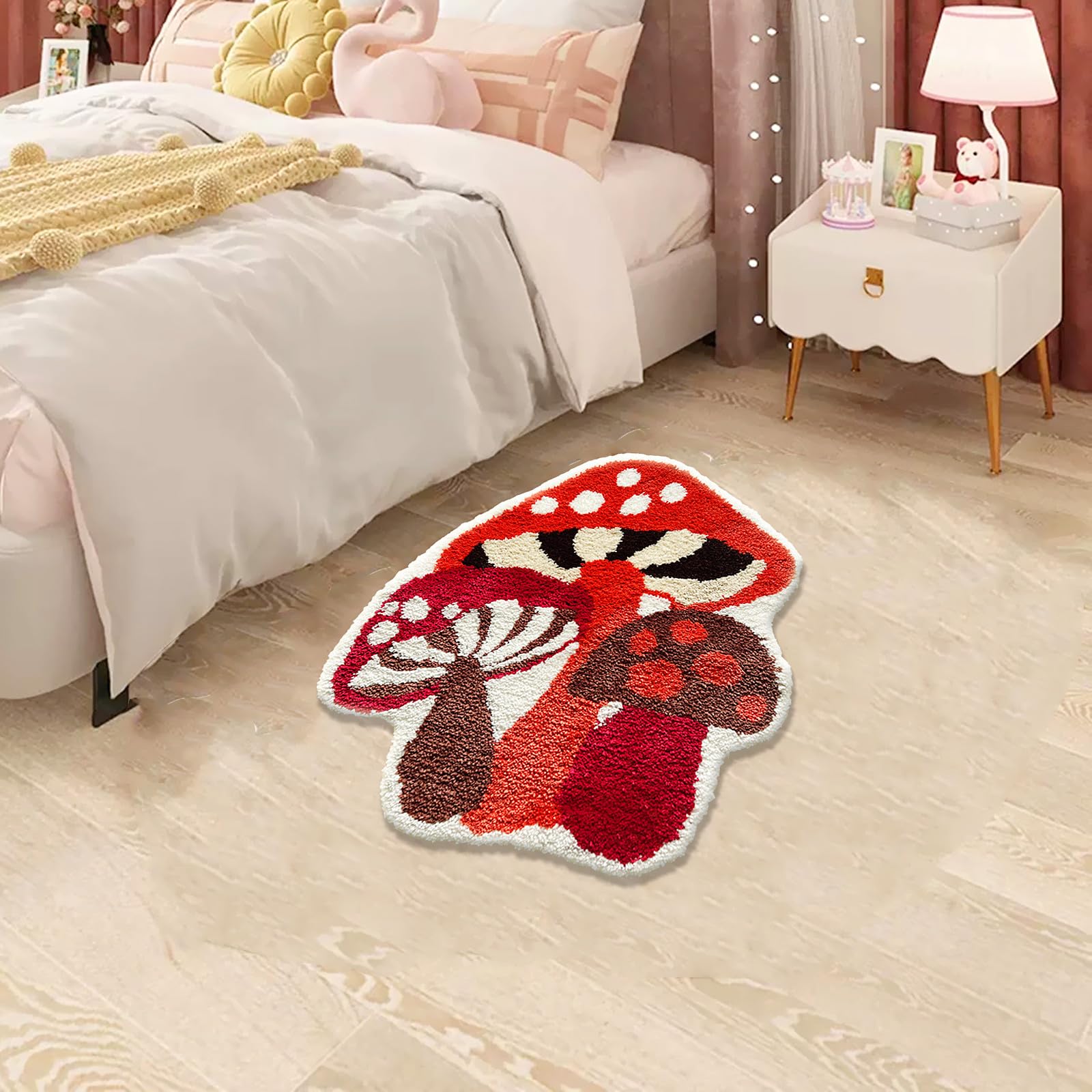 Ukeler Kids Rugs Funny Cute Mushrooms Bath Mat Cartoon Rug For Kids Bedroom Non Slip Accent Shag Rug Ultra Soft Washable Bath Ru