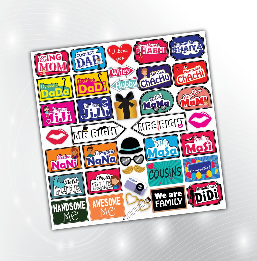 PartyStuff Relatives Theme Props  Family Relation Speech Bubbles (30 Cards)