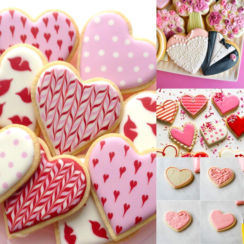 Kaishane Valentine'S Day Cookie Cutter Set-Lips, Double Heart, Heart, Letter X,Letter O-5 Pieces Wedding Valentine Day Fondant P