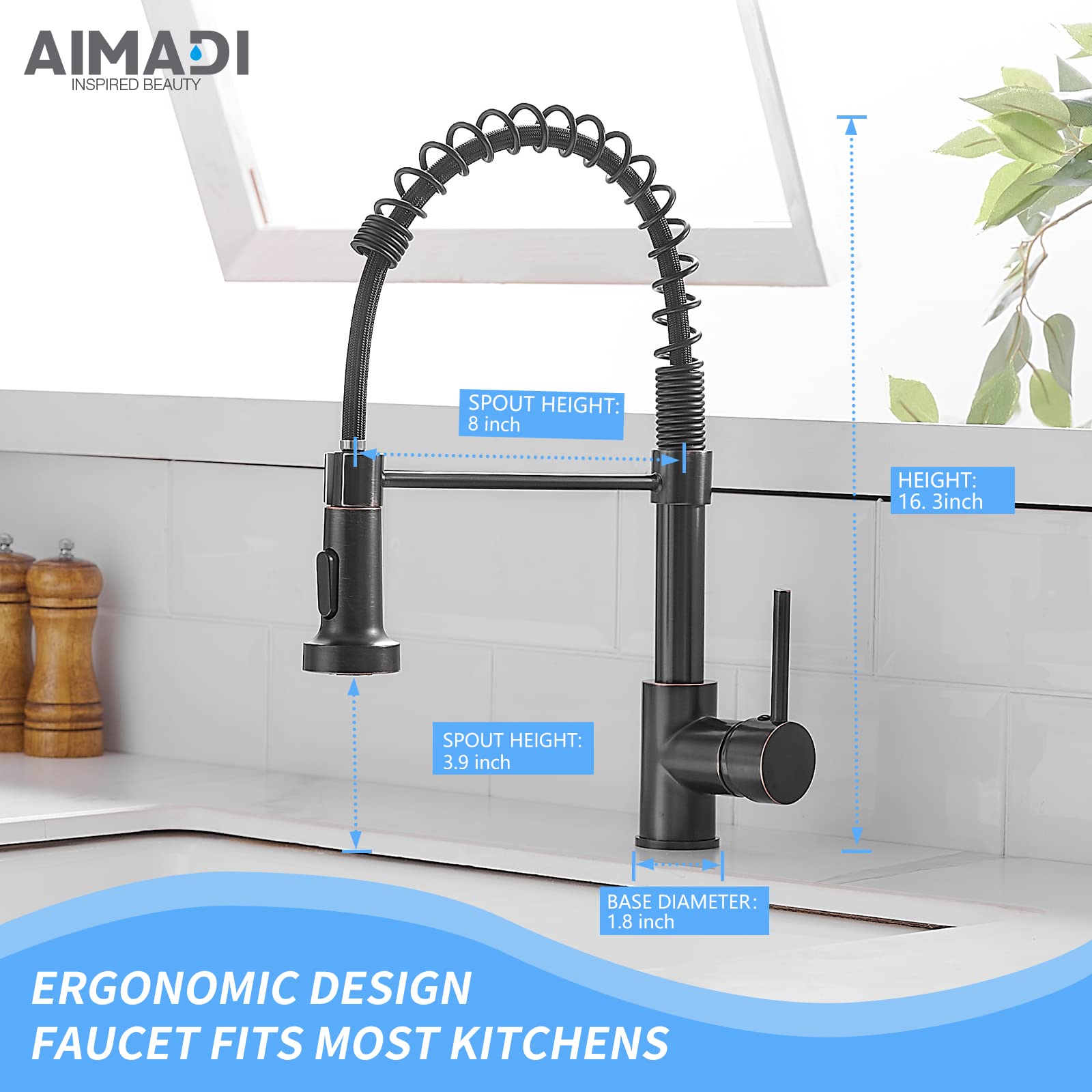 Oil Rubbed Bronze Kitchen Faucet - Aimadi Commercial Single Handle Single Hole Bronze Kitchen Faucet With Pull Down Sprayer Grif