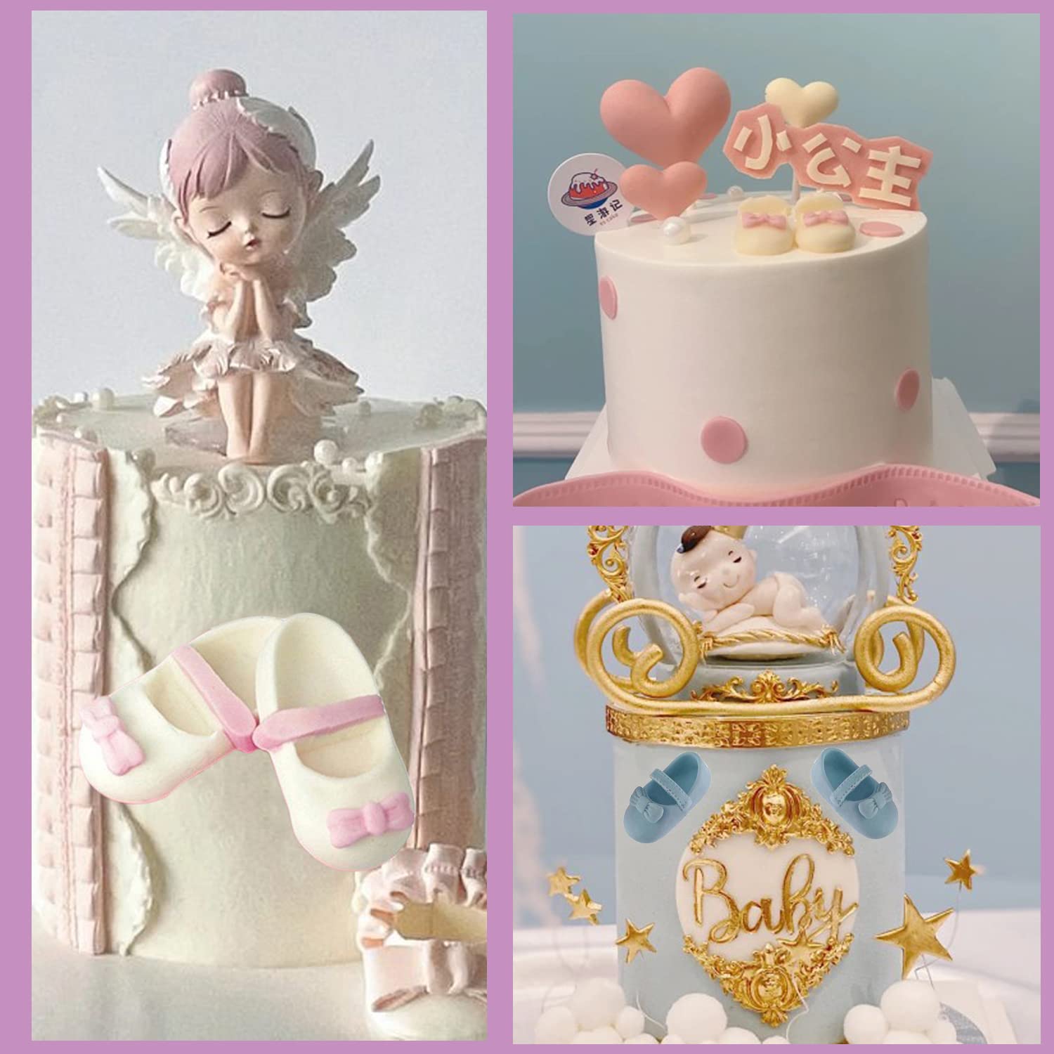 Mujiang Baby Shoes Silicone Molds Baby Hands Fondant Mold Baby Foot Candy Mold For Baby Shower Cake Decorating Cupcake Topper Su