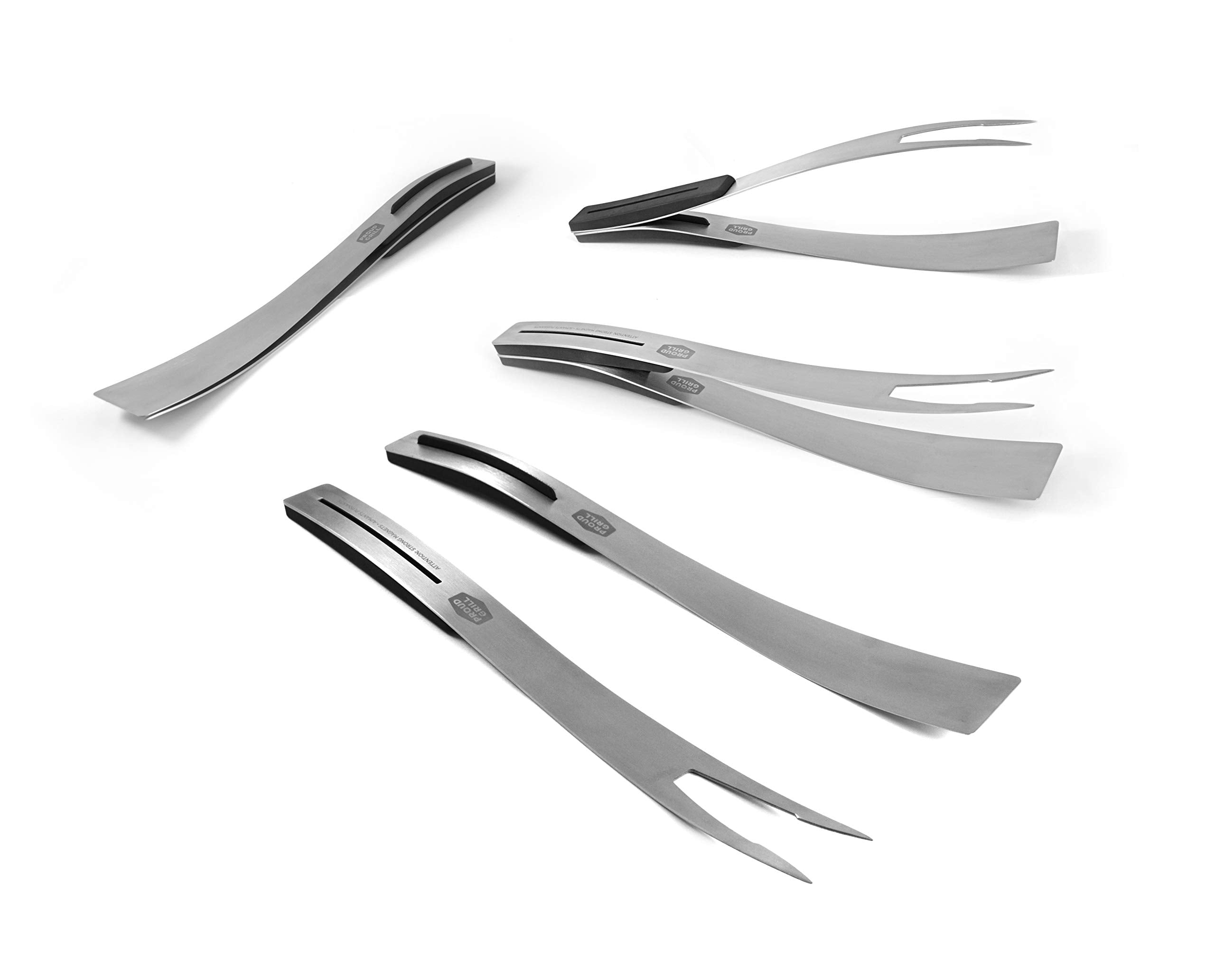 Proud Grill Connect It Magnetic Bbq Tool Set - 2 Bbq Tools - 4 Uses | Elegant Stainless Steel Design| Spatula And Fork Connect T
