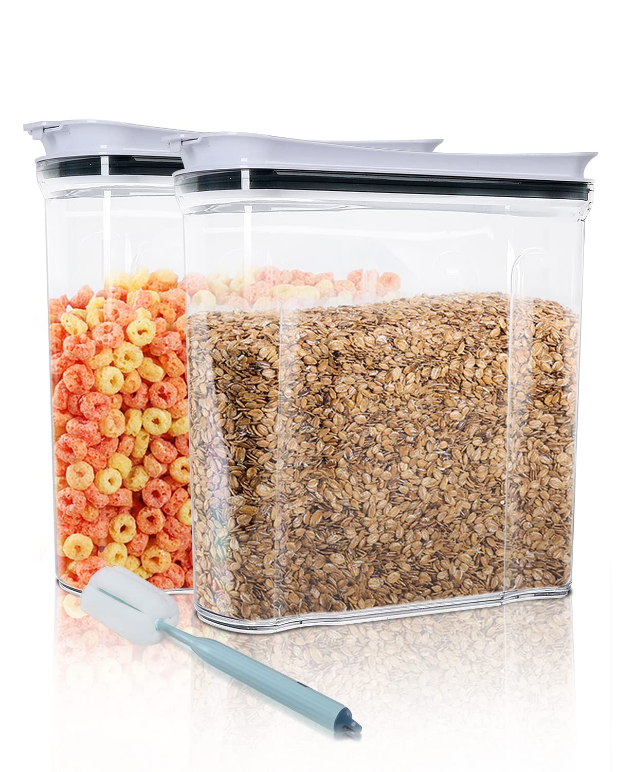 Freshkeeper Cereal Containers Storage Set, Airtight Food Storage Container With Lid 4L/135.2Oz, 2Pcs Bpa-Free Plastic Pantry Org