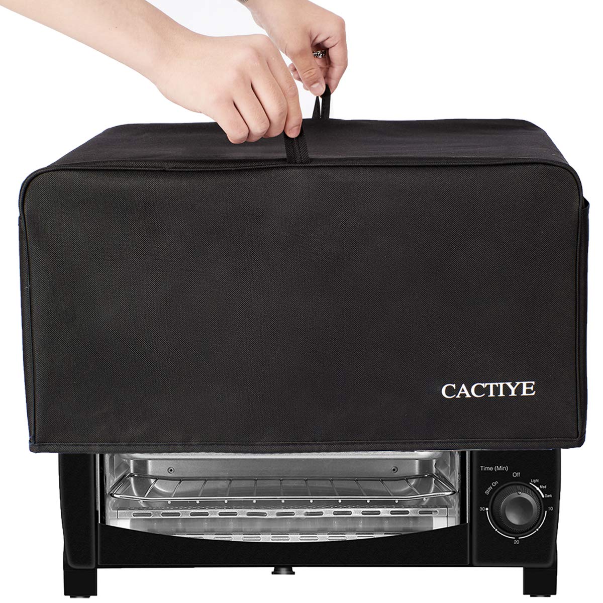 Cactiye Toaster Oven Dust Cover With Accessory Pockets Compatible With Hamilton Beach 6 Slice Of Toaster Oven (Black