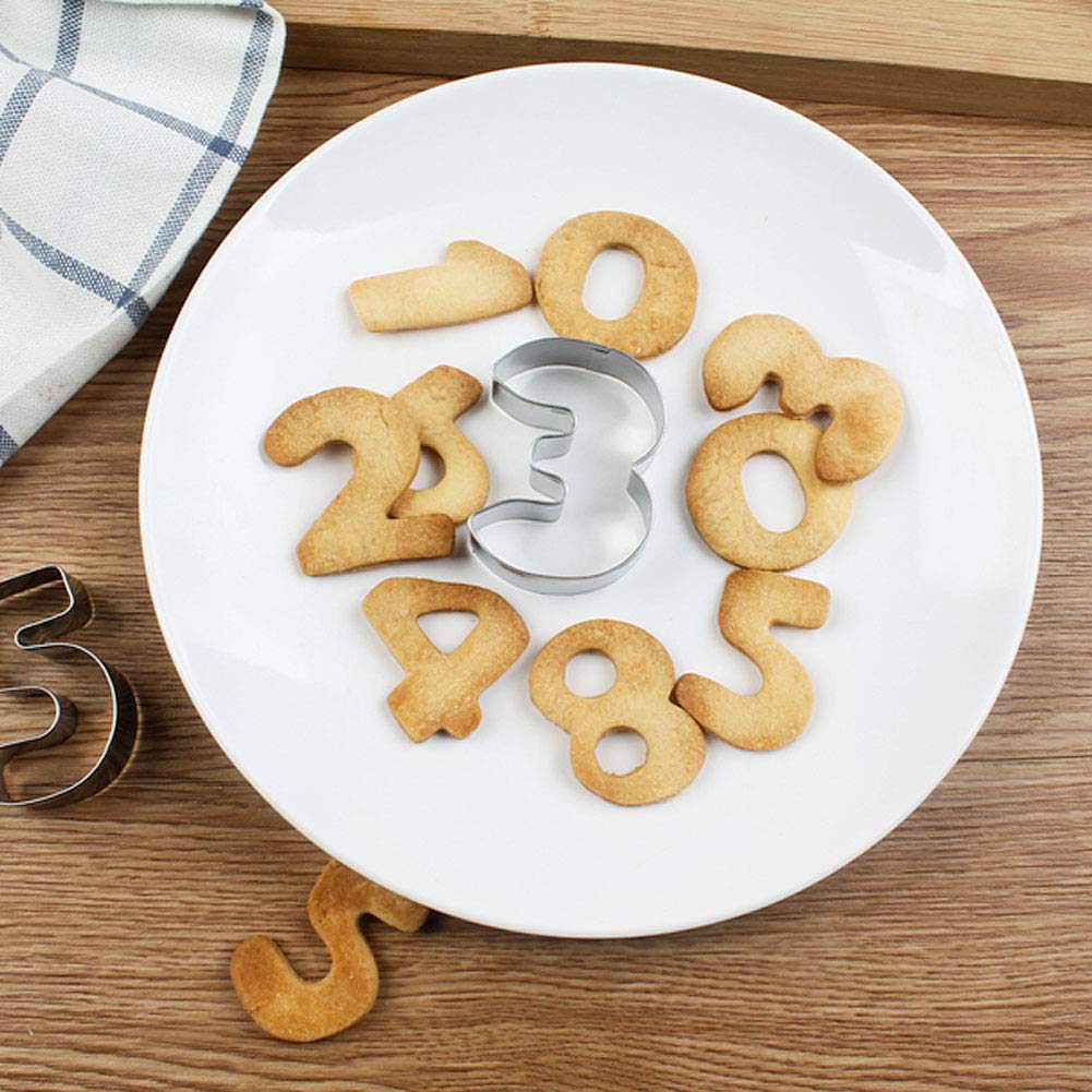 9-Piece Stainless Steel Numbers Cookie Cutter Mold Set Small Biscuits Fondant Chocolate Cutter Mould For Diy New Year Birthday P