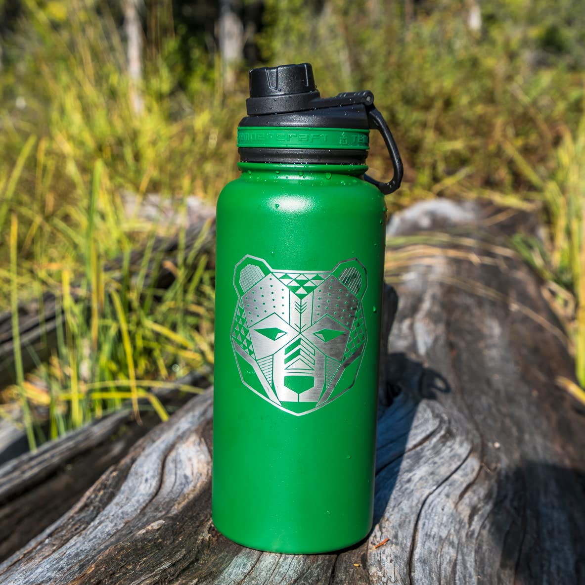 Tempercraft 32 Oz Vacuum Insulated Sport Bottle W/Laser Engraved Customization Options - Stainless Steel, Double-Walled, Wide Mo