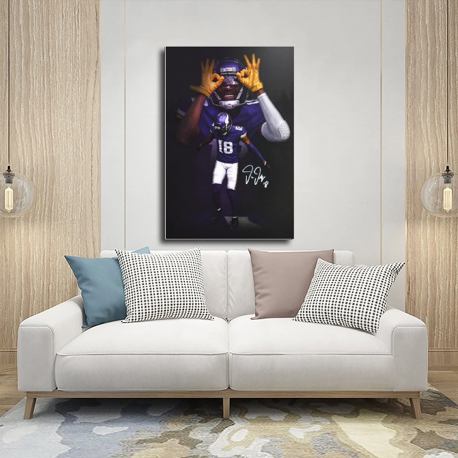 Sports Poster Justin Jefferson Canvas Poster Wall Art Decor Print Picture Paintings For Living Room Bedroom Decoration Unframe: