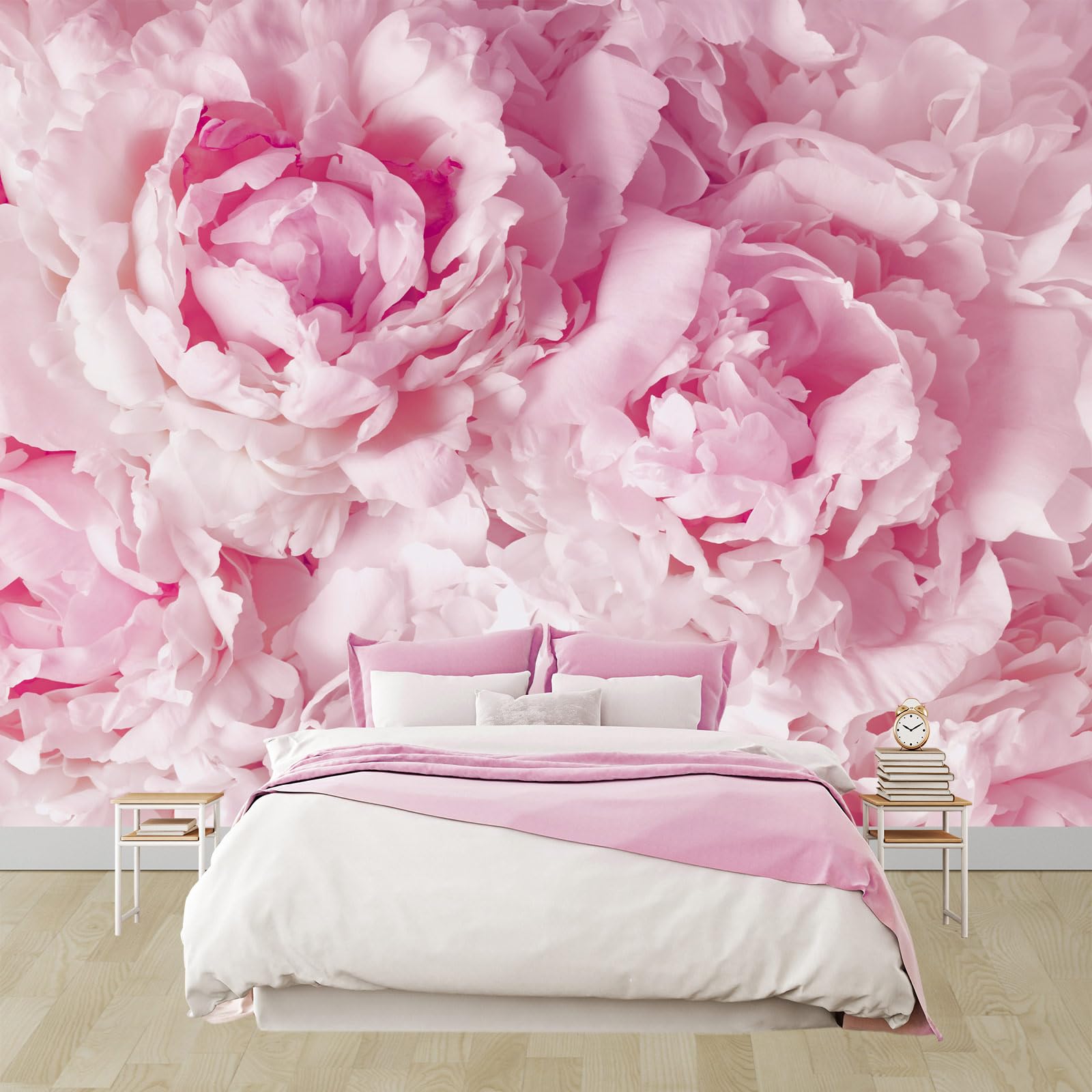 WFBHUA-Pink Floral Wallpaper Peel and Stick Peony Flower Self Adhesive Mural for Girls Room Bedroom 157x108