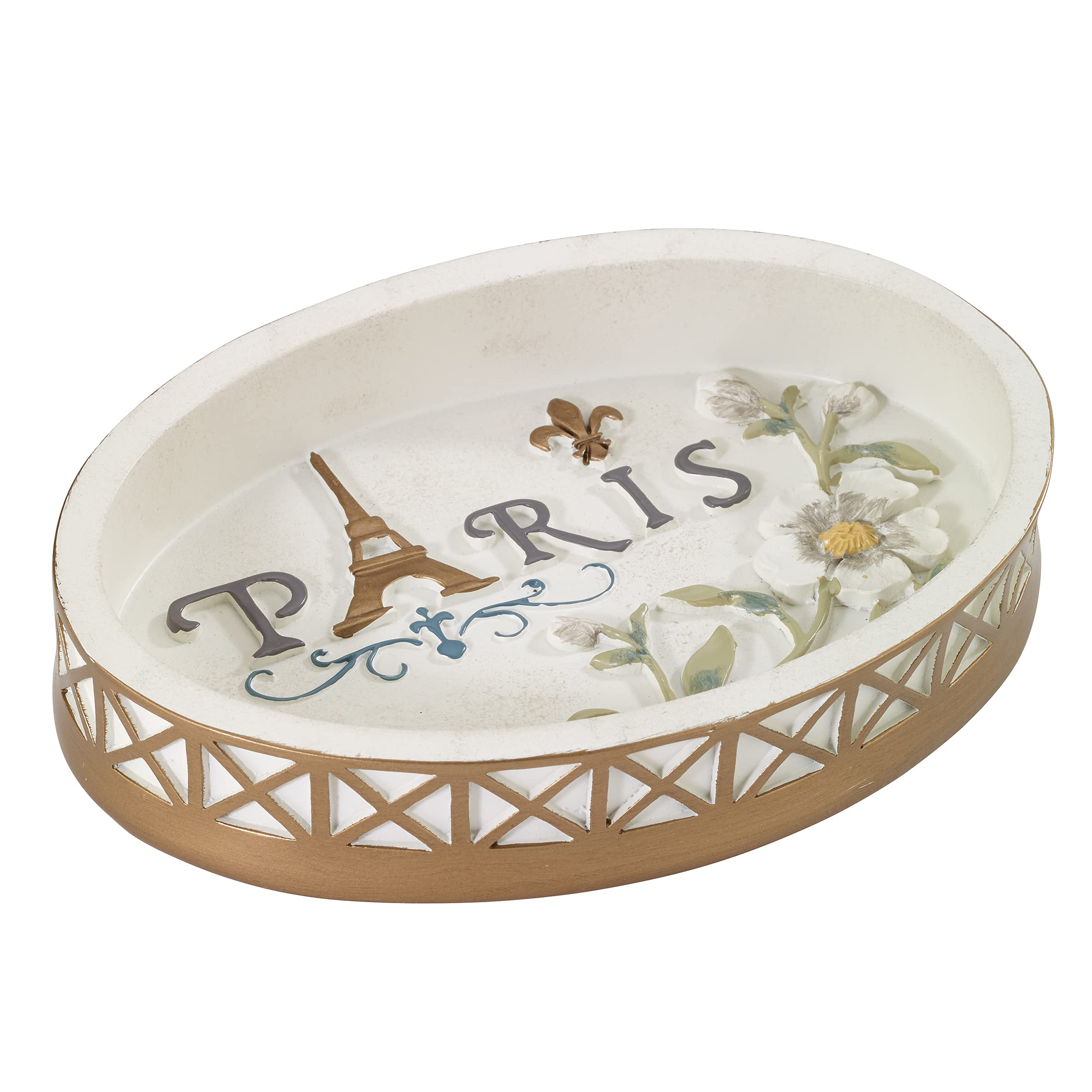 Avanti Linens - Soap Dish, Paris Inspired Decor For Bathroom Or Kitchen (Paris Botanique Collection)