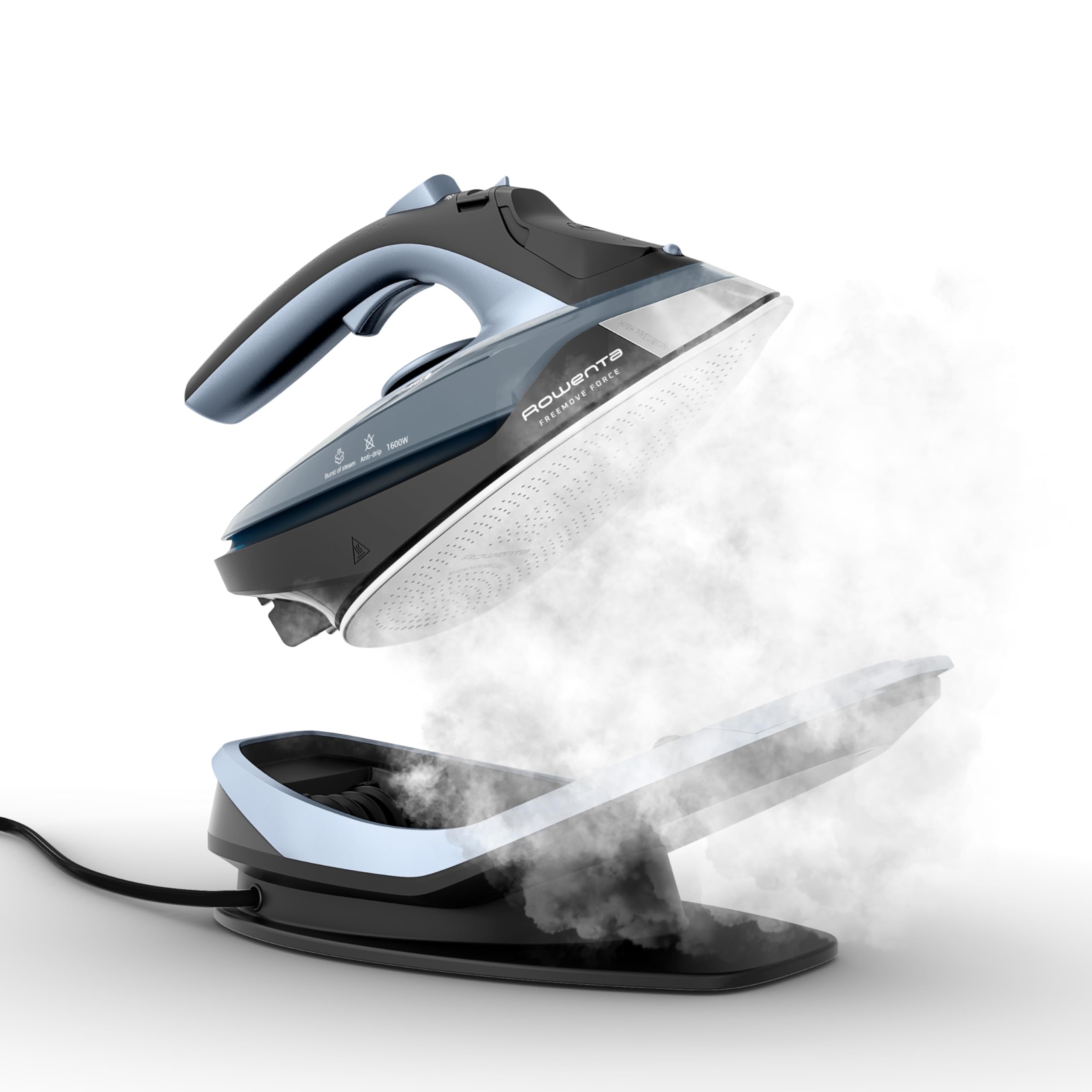 Rowenta Freemove Cordless Iron with Steam, 1600 Watts, Stainless Steel Soleplate, Rapid Heating, Portable Steamer for Clothes, R