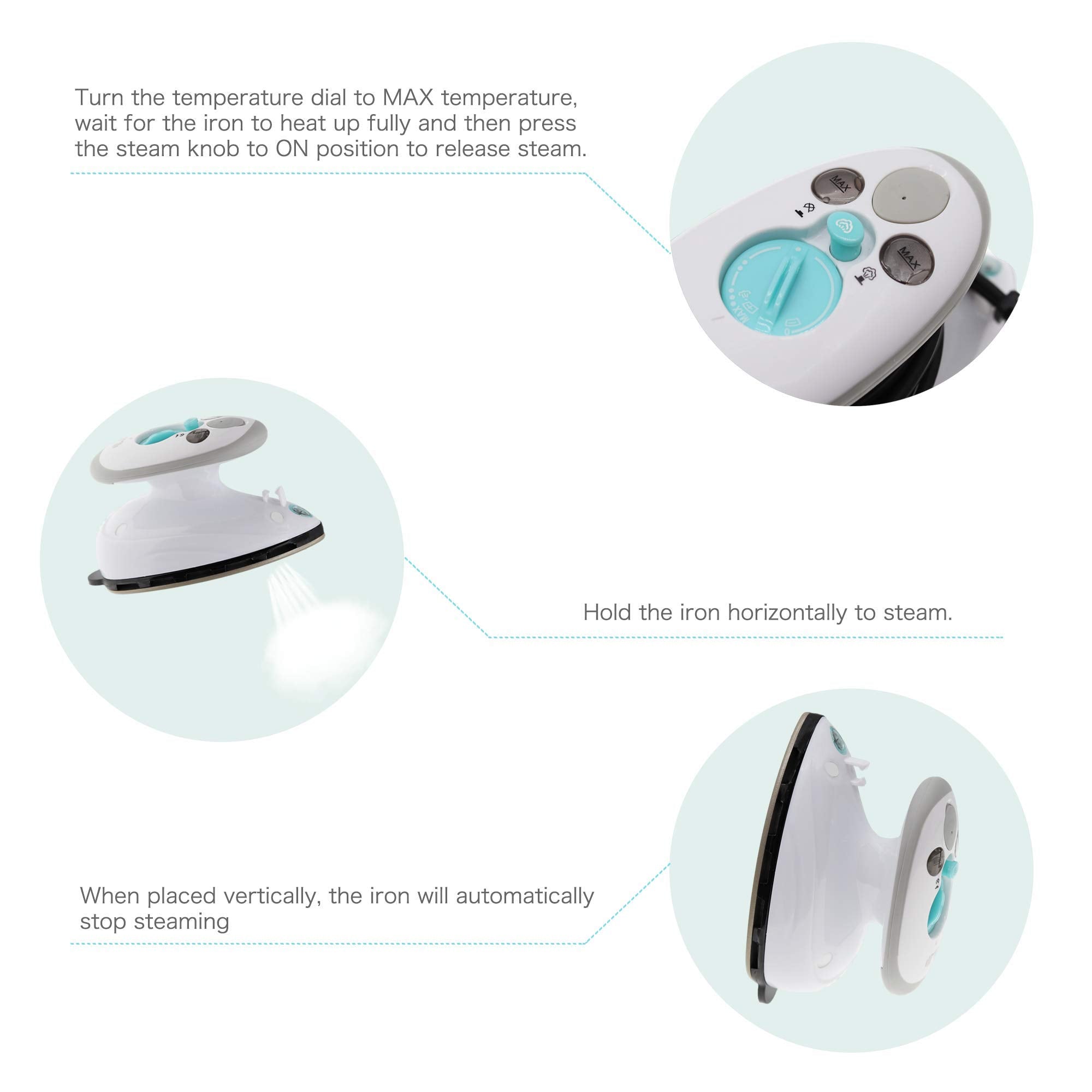Iimii Mini Travel Steam Iron, Dual Voltage 420W Power, Fast Heat Up, Powerful Steam, Non-Stick Soleplate And Compact Design, Bes
