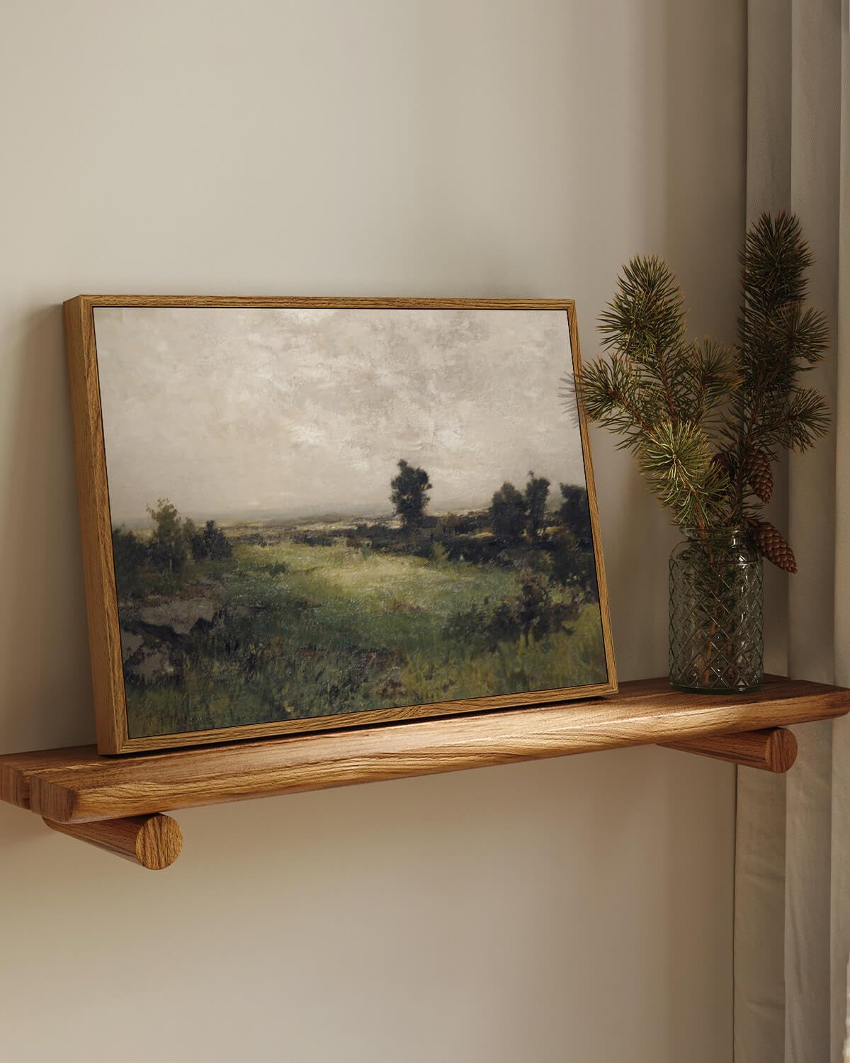 Insimsea Framed Canvas Wall Art Vintage Decor, Wilderness Landscape Painting Pictures For Bedroom Wall Decor, Vintage Wall Art F