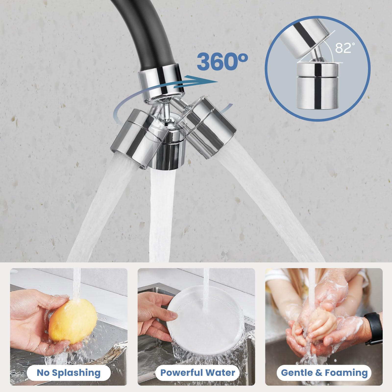 Airuida Matte Black & Polished Chrome Wall Mount Faucet with Sprayer Commercial Kitchen Faucet 8 Inch Center Utility Sink Faucet 360 Degree Swivel Spout Restaurant Sinks Laundry Room Faucet