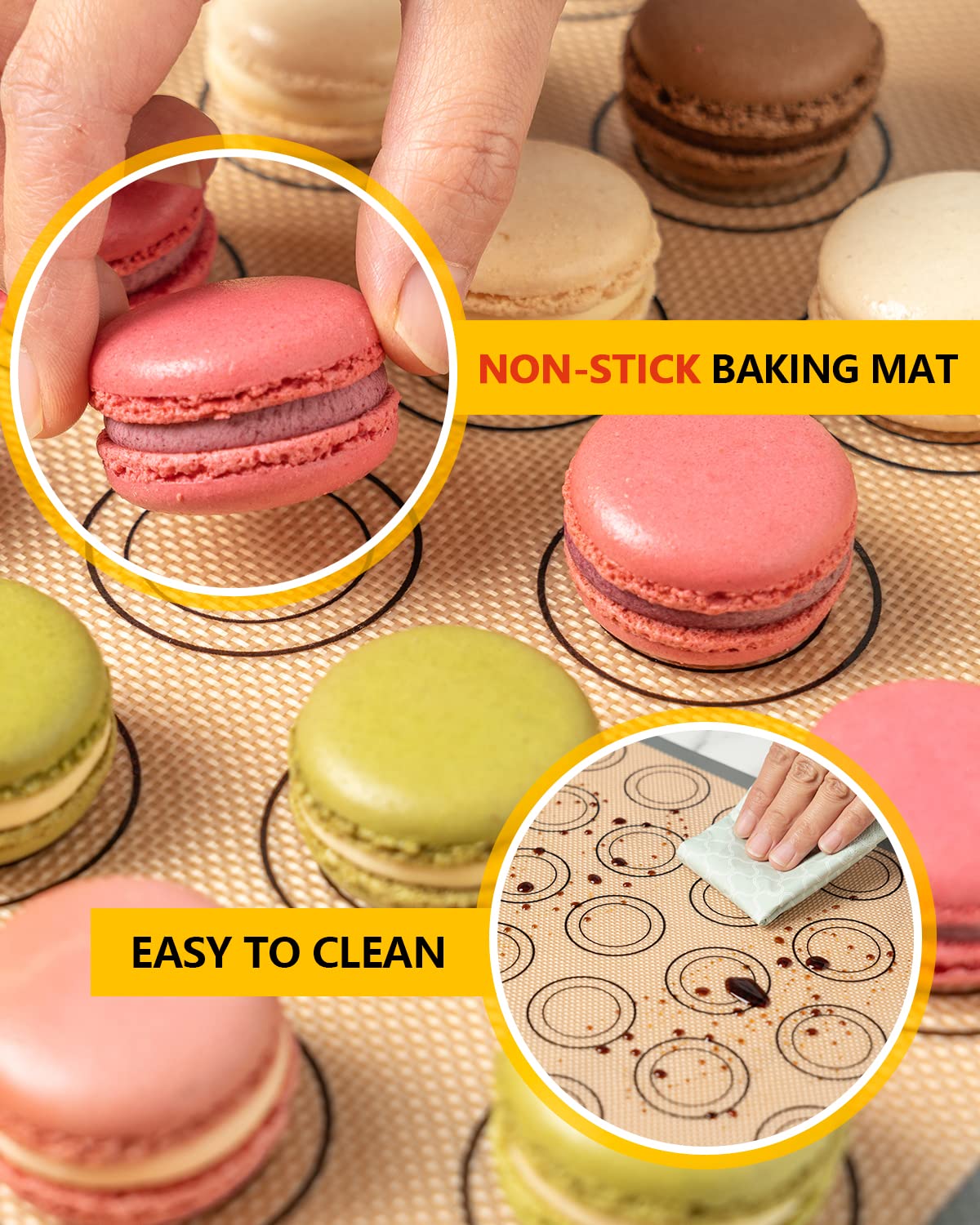 Macaron Silicone Baking Mats, Katbite Silicone Macaroons Baking Mat Set Of 2 Half Sheet (11 5/8'' X 16 1/2'') Reusable & Nonstic