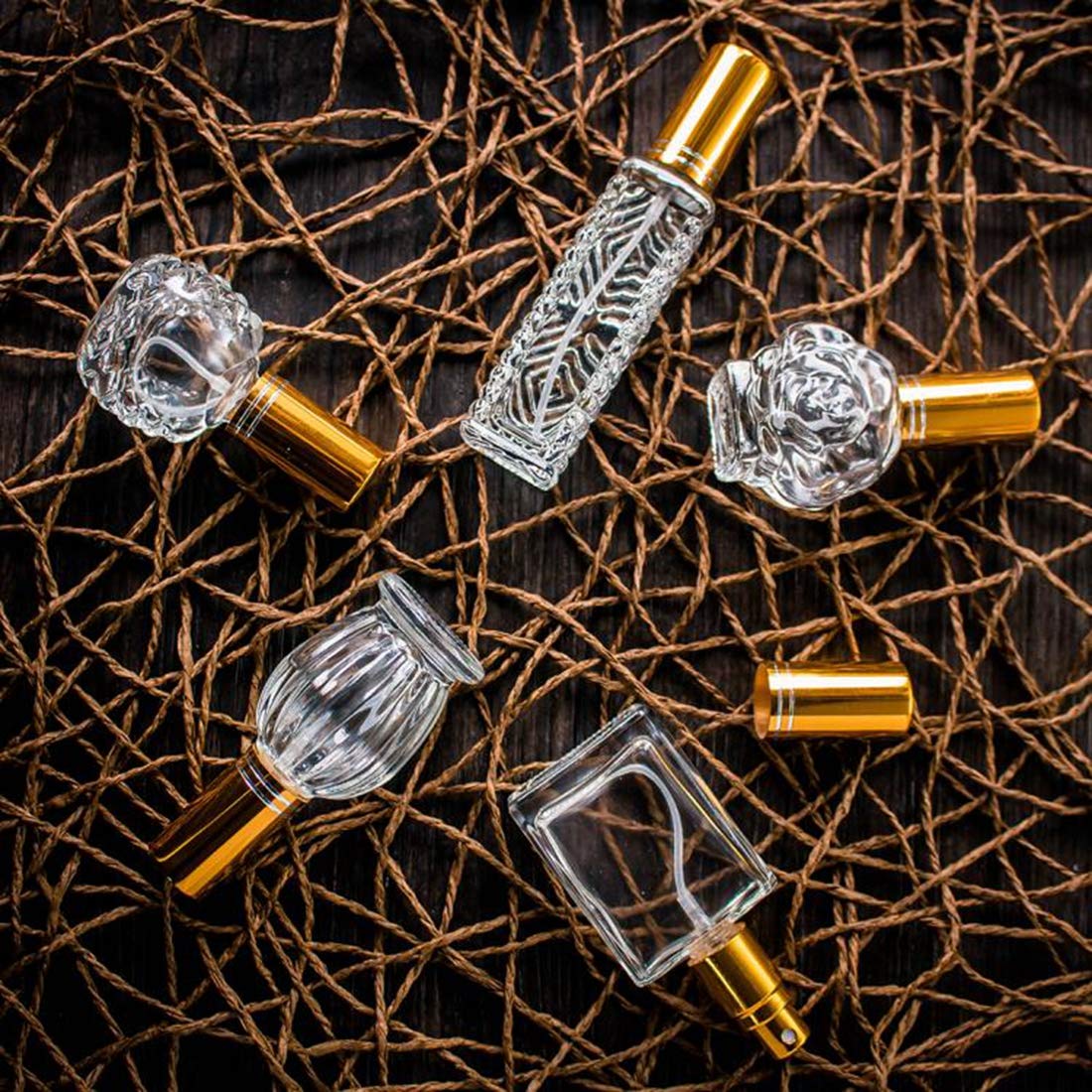 H&D Hyaline & Dora Vintage Glass Perfume Bottles Empty Refillable Sprayer Bottle Fine Mist Spray Bottles Set Of 5