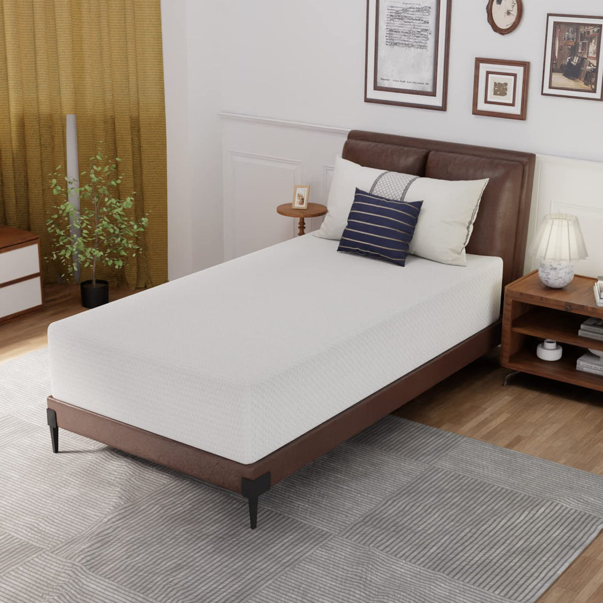 12 Inch Green Tea Memory Foam Mattress,Bed-In-A-Box Medium Firm Mattress Certipur-Us Certified Breathable Bed Mattress For Coole
