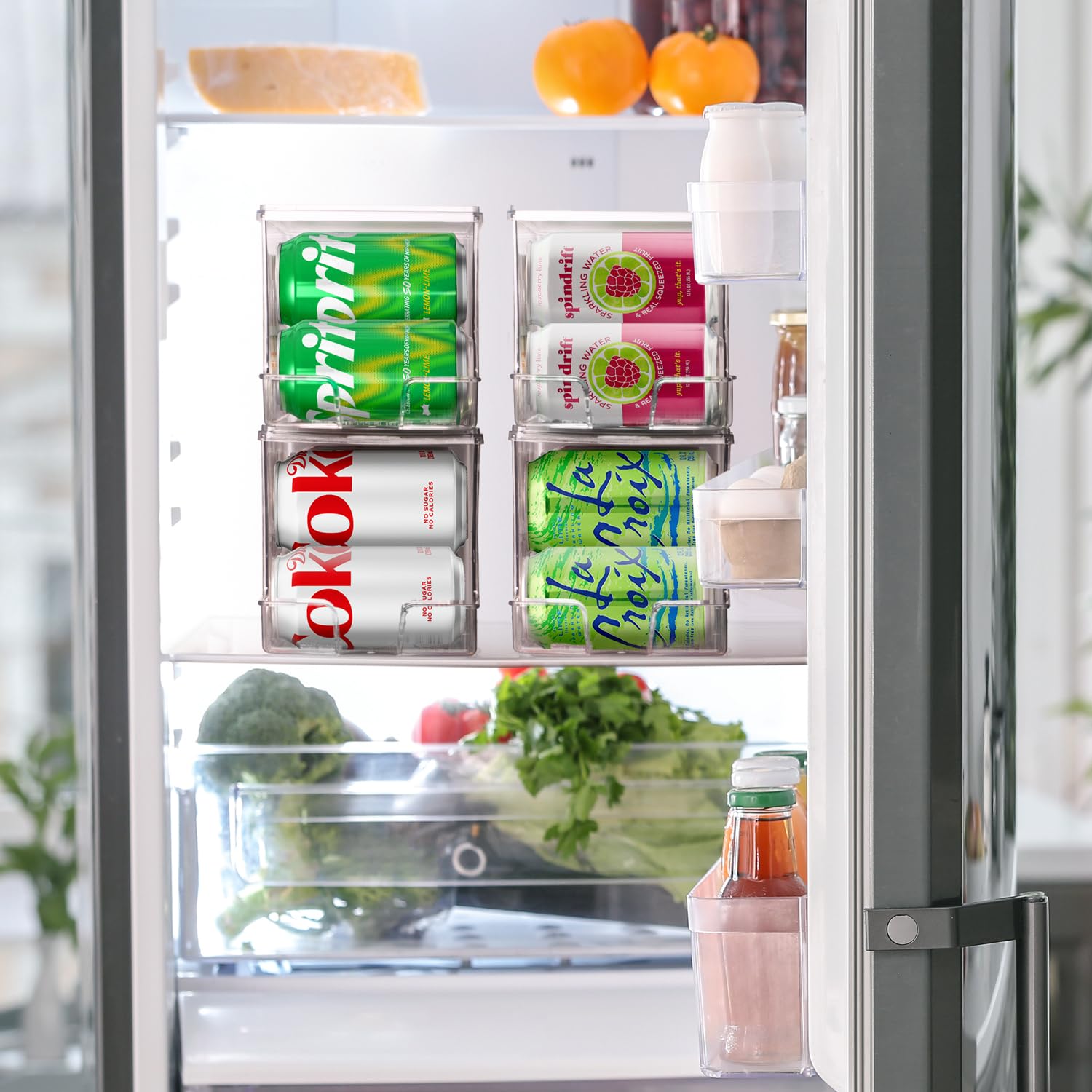 Clearspace Soda Can Organizer & Soda Can Dispenser For Refrigerator - Fridge Organizer & Stackable Drink Organizer For Fridge, C