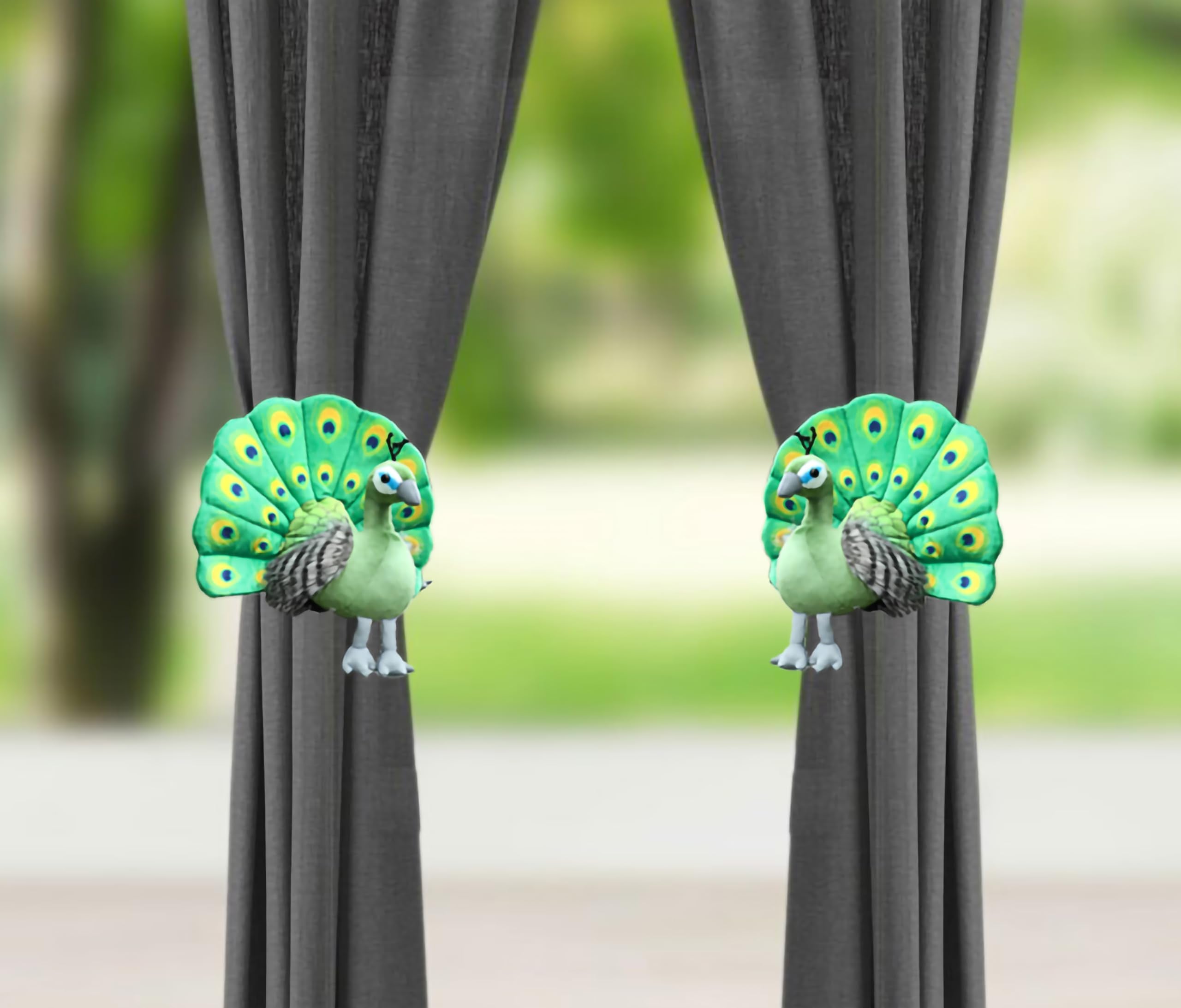 Tickles 2 Pcs Peacock Soft Stuffed Plush Toy Curtain Tiebacks Holder Clip For Children Living Room Decoration Accessories Window