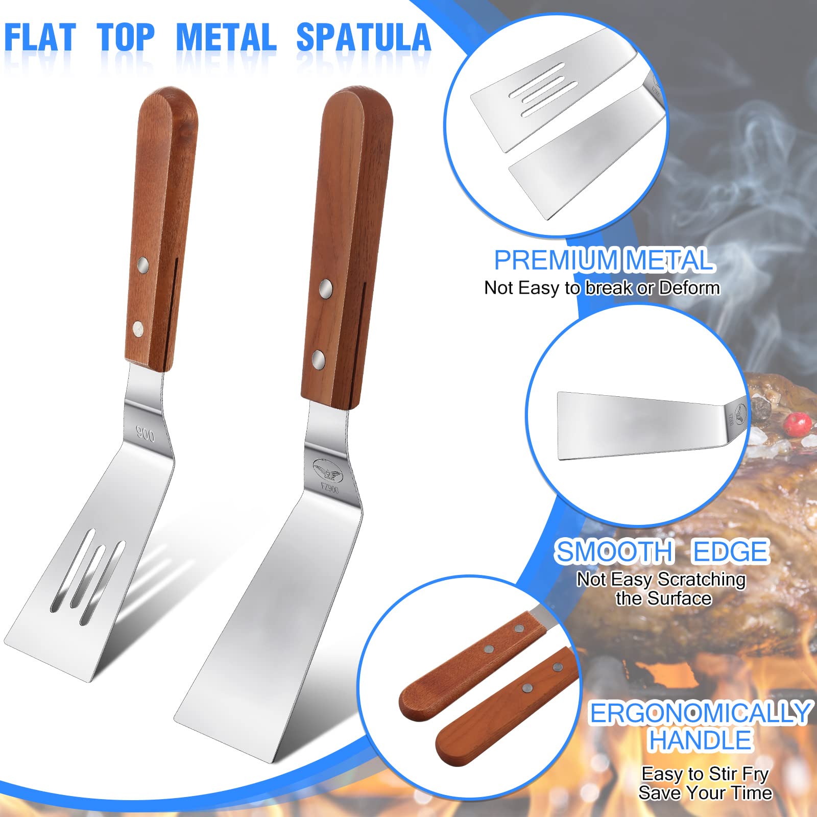 3 Pieces Stainless Steel Cooking Spatula Set Flat Top Metal Spatula Stainless Steel Wire Cheese Cutter Tool Slotted Spatula With