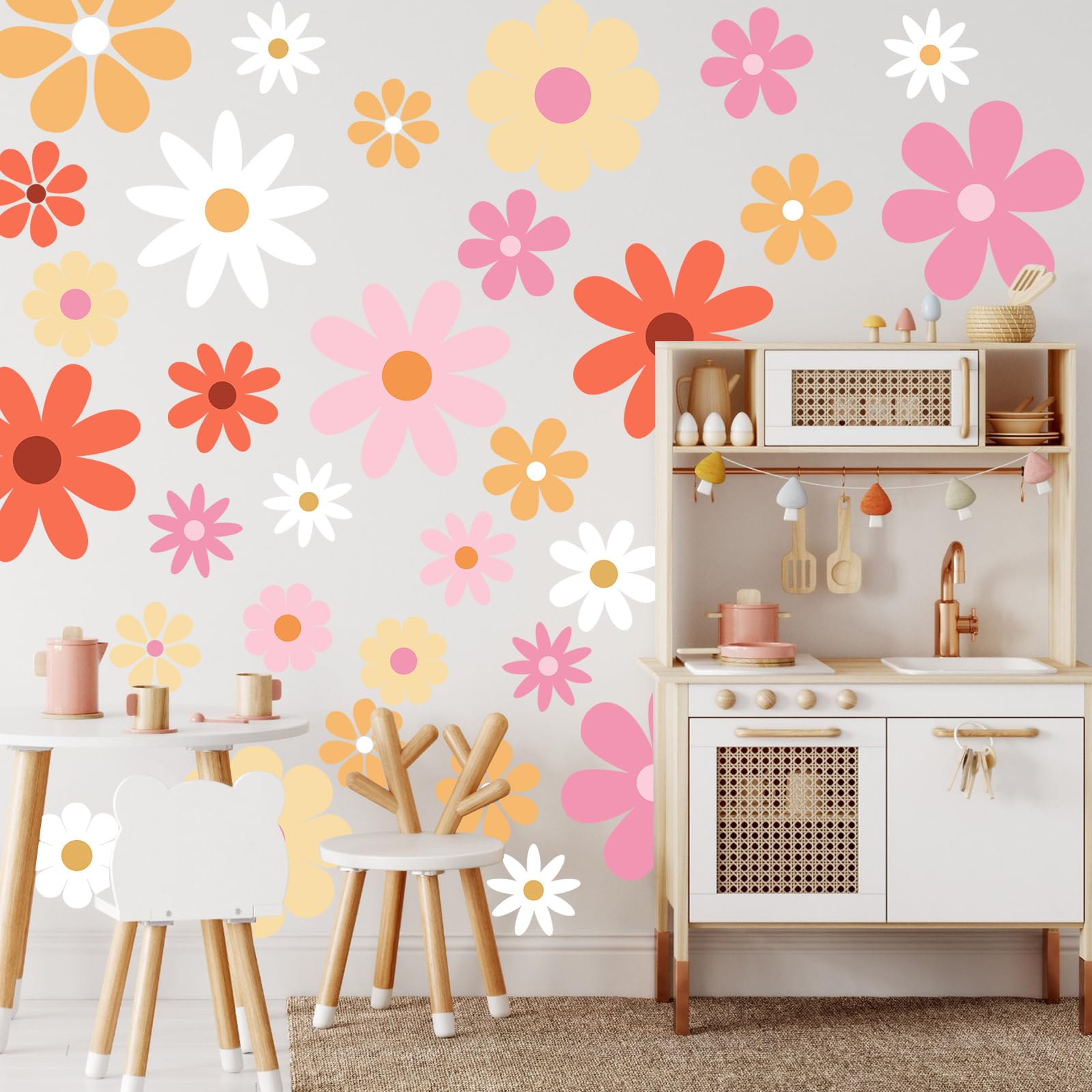 Taobary 12 Sheets Daisy Wall Decals Flower Wall Stickers Large Daisy Wall Stickers Daisy Decals For Wall Peel And Stick For Nurs