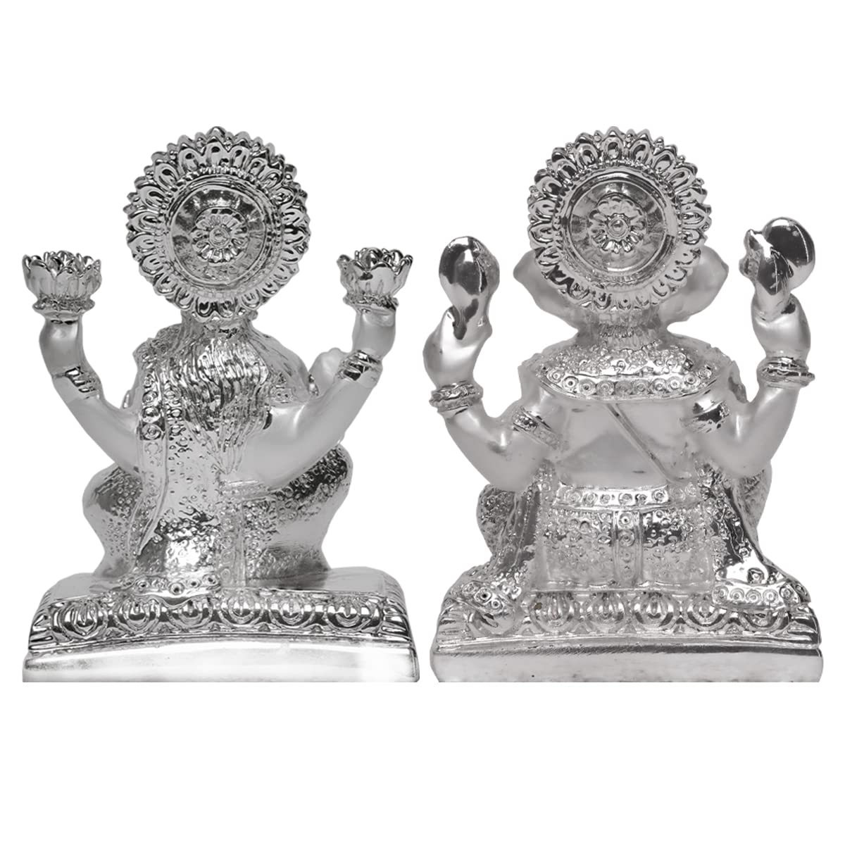 Diviniti Laxmi & Ganesha Idol For Diwali Home Decor|999 Silver Plated Sculpture Of Laxmi Ganesha Figurine|Idol For Home, Office,